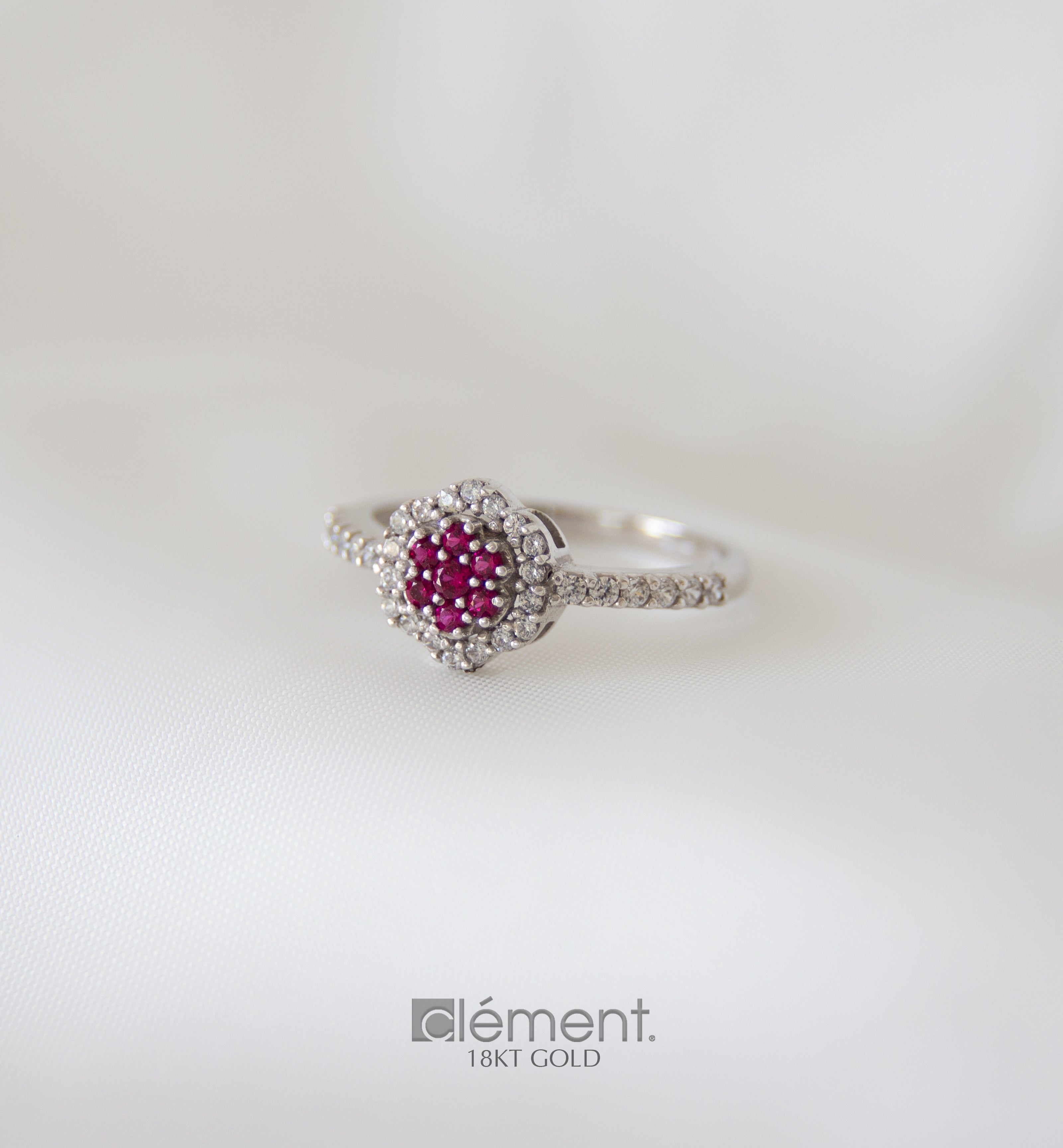 18ct White Gold Ring with CZ Stones