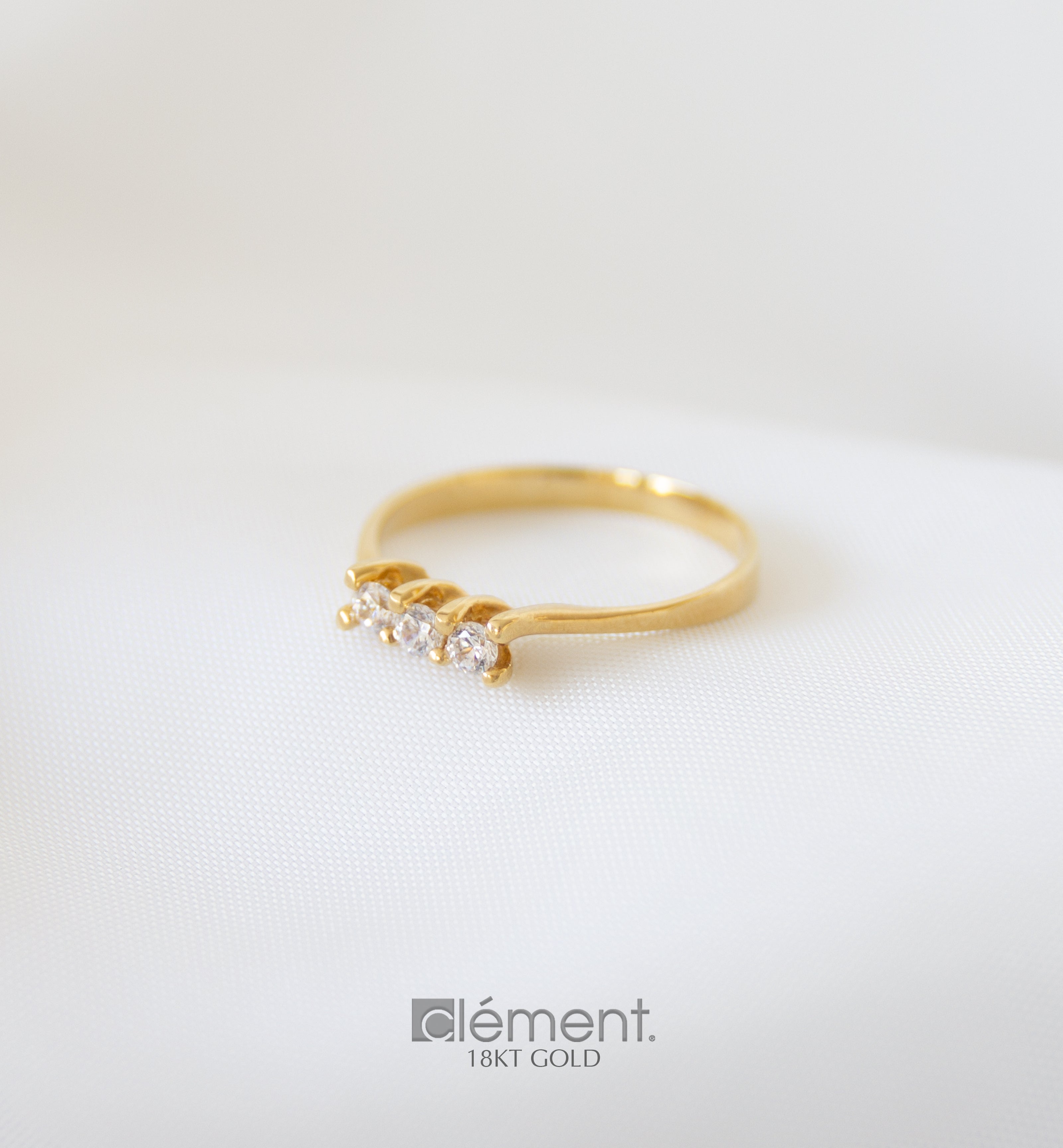 18ct Yellow Gold Trilogy Ring with CZ Stones