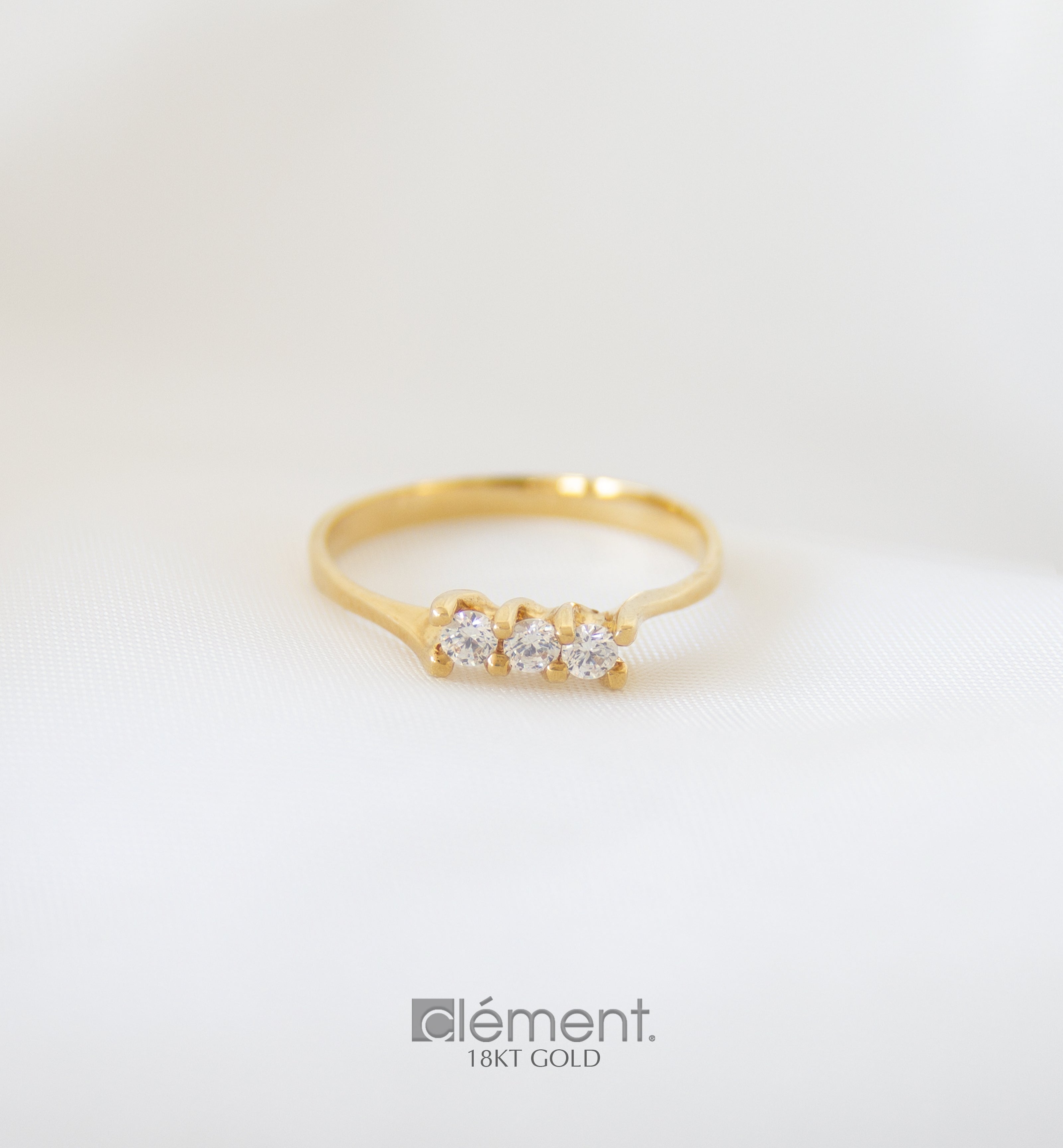 18ct Yellow Gold Trilogy Ring with CZ Stones