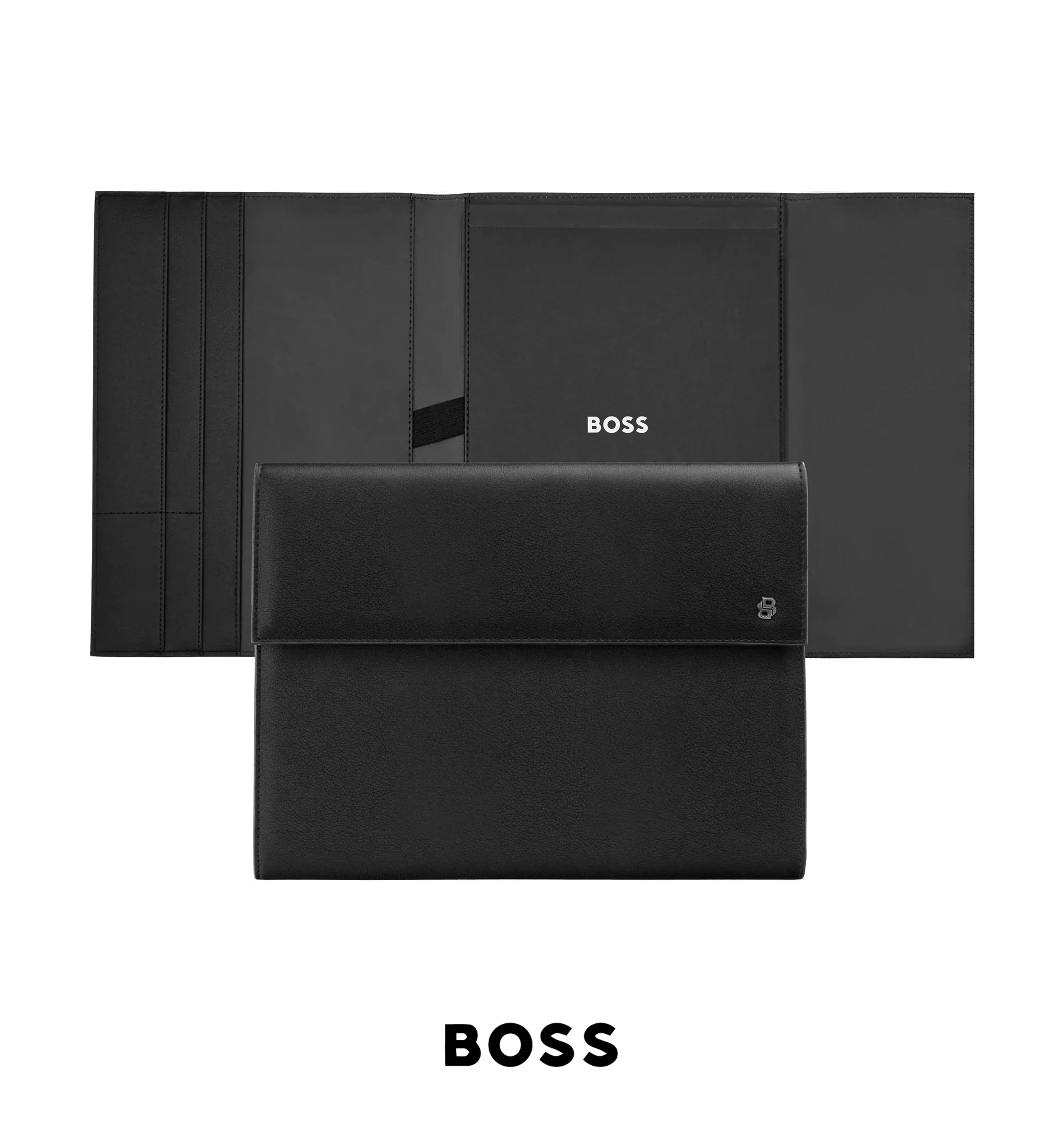 HUGO BOSS HDF519D - Folder A4 Double B Black & Gun