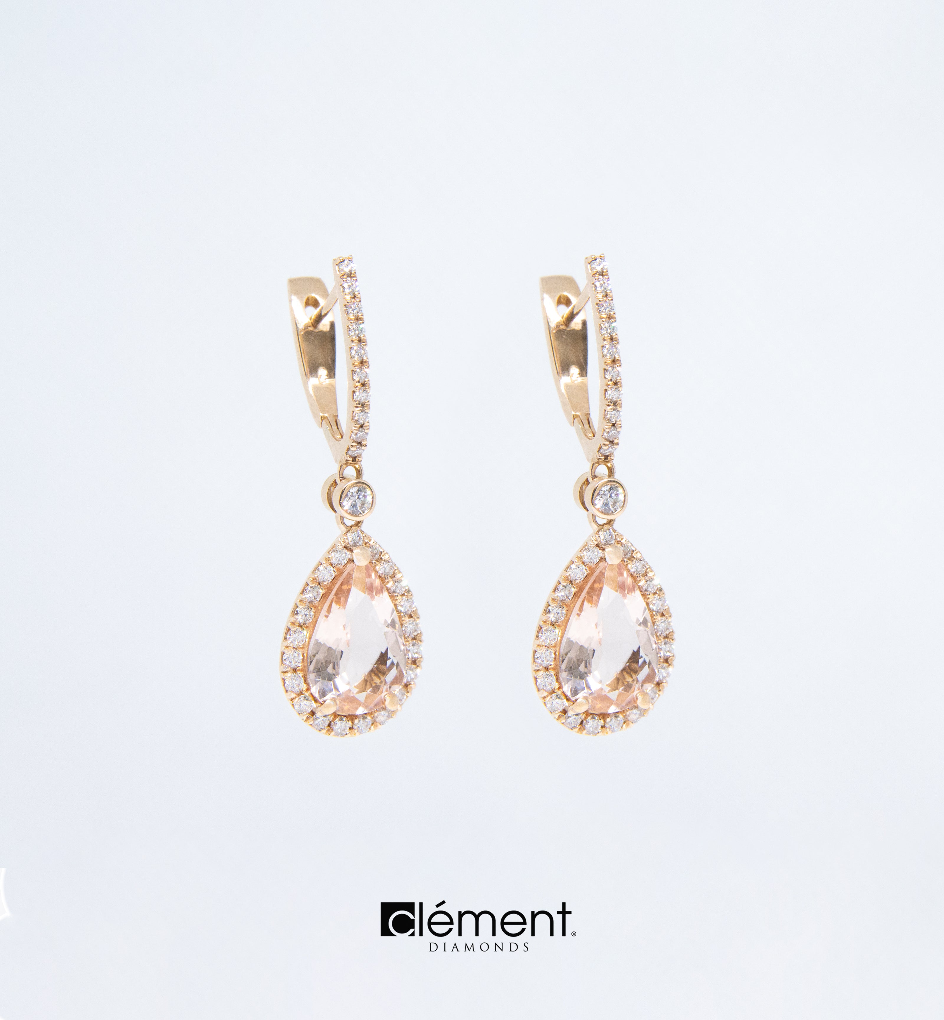 18ct Rose Gold Diamond and Morganite Earrings