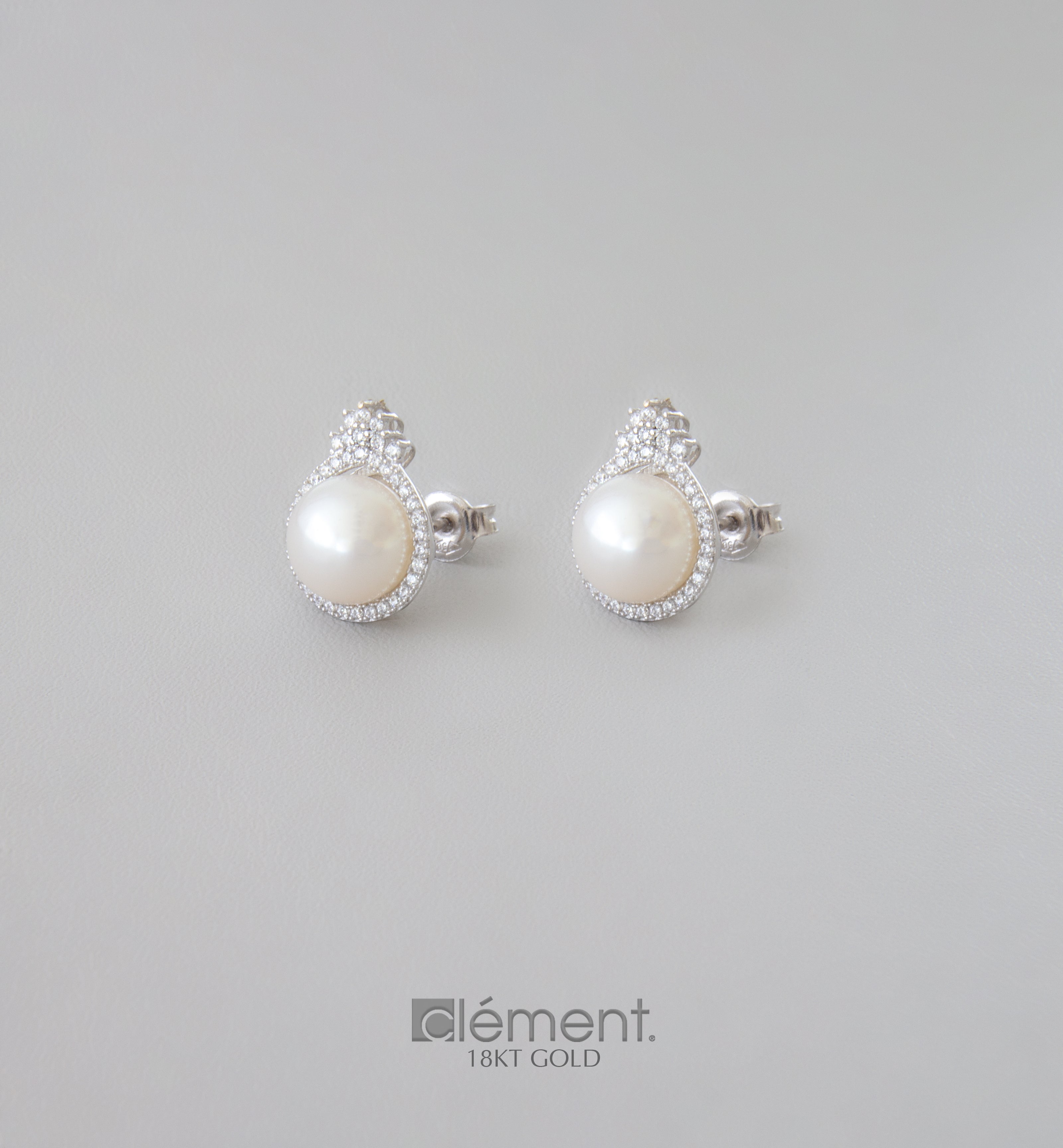 18ct White Gold FW Cultured Pearl Earrings with CZ Stones