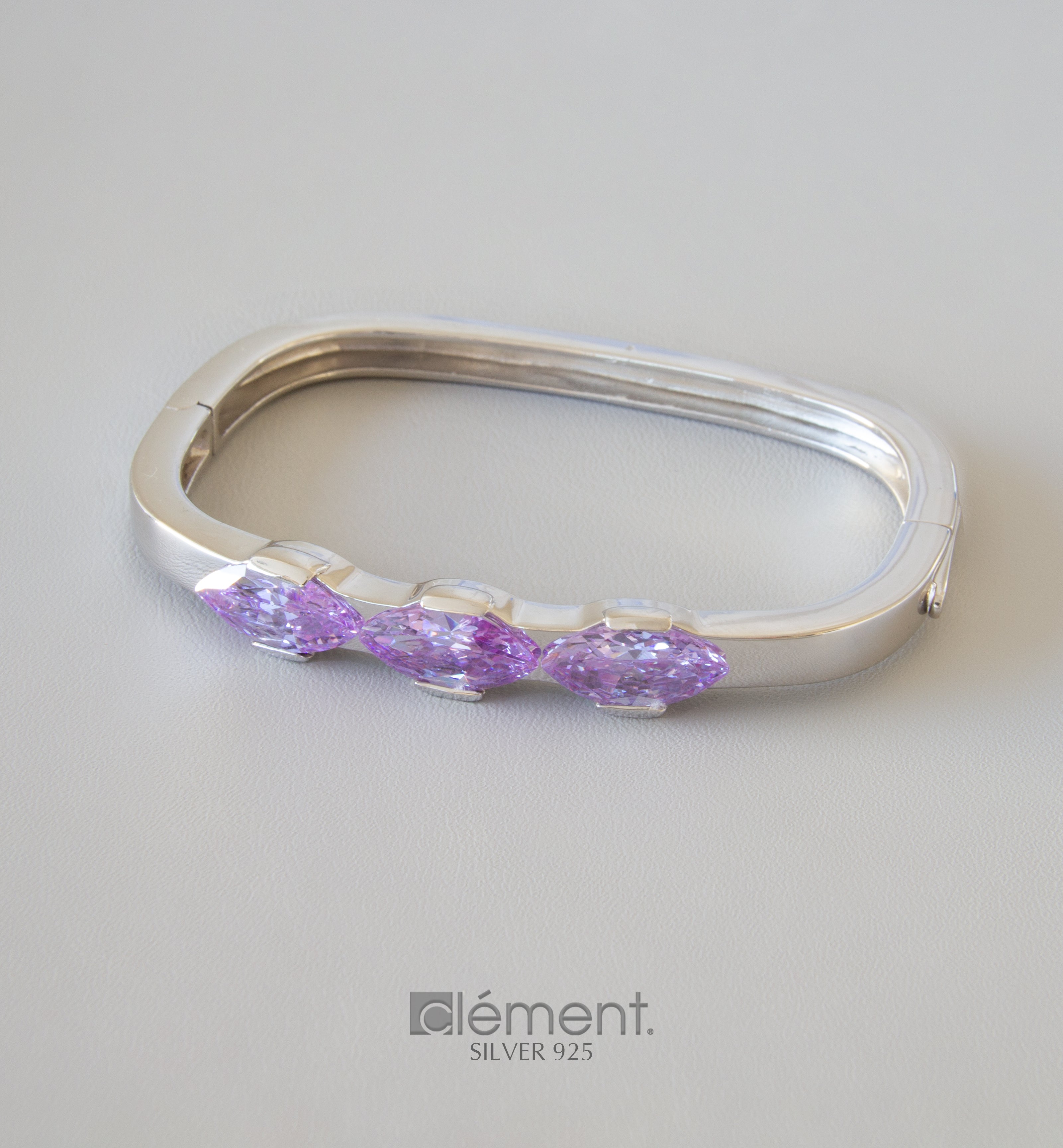 Silver 925 Bangle with Coloured Cubic Zirconia Stones