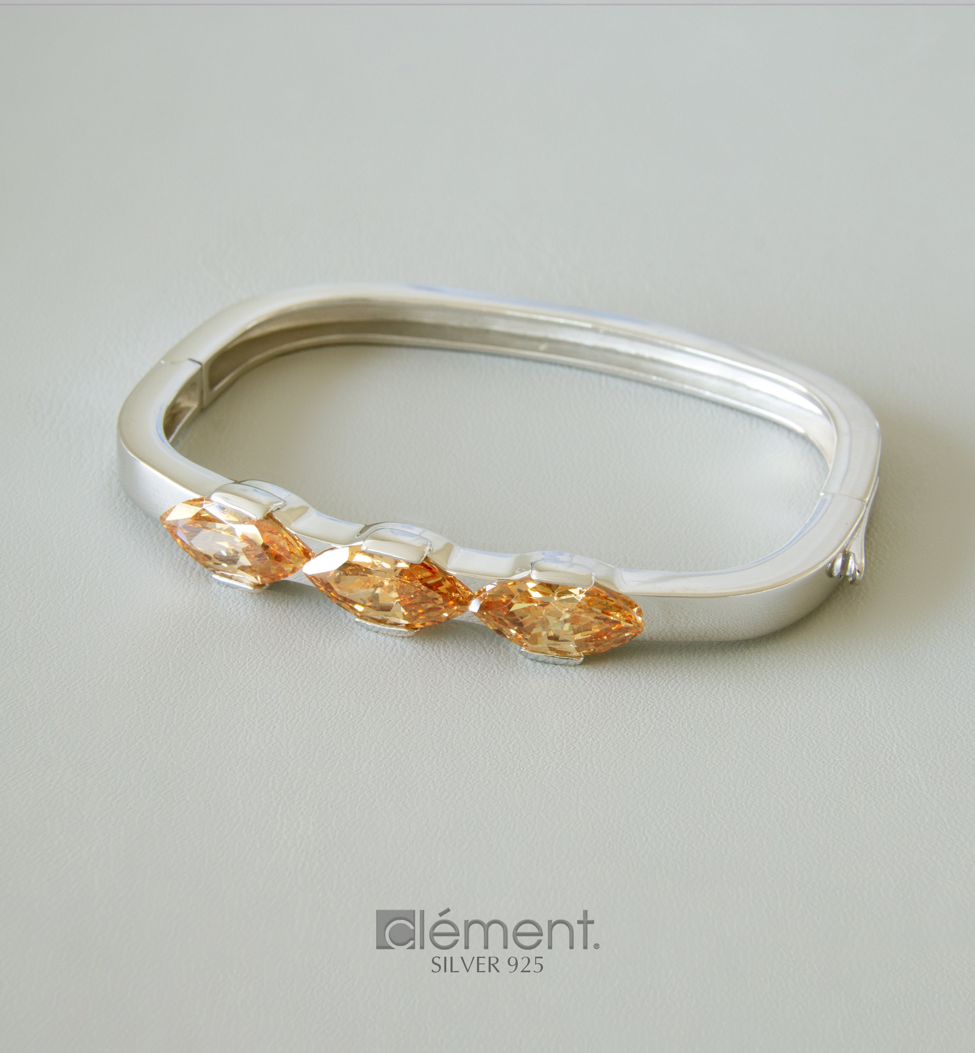 Silver 925 Bangle with Coloured Cubic Zirconia Stones