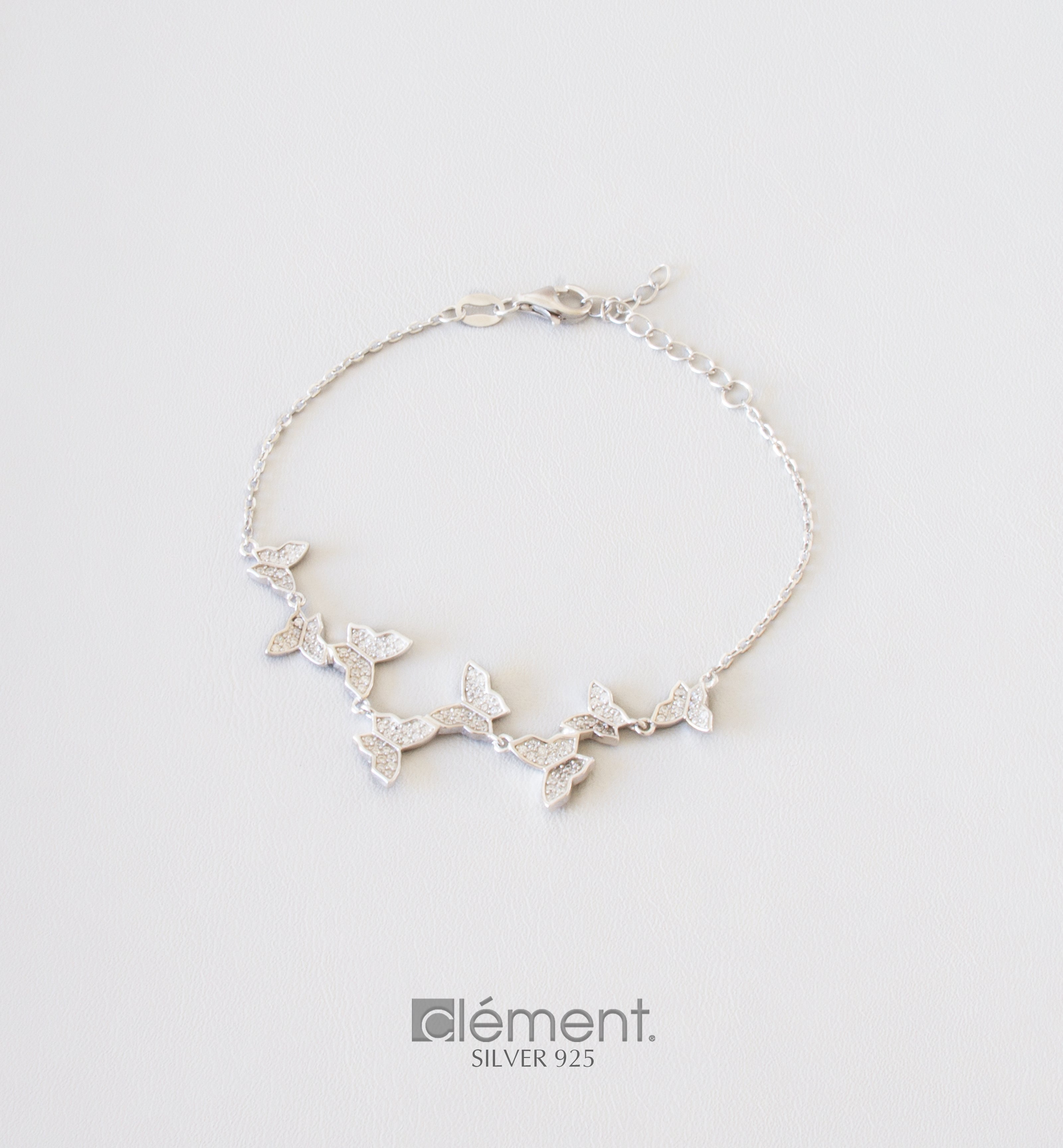 Silver 925 Butterfly Bracelet with CZ Stones