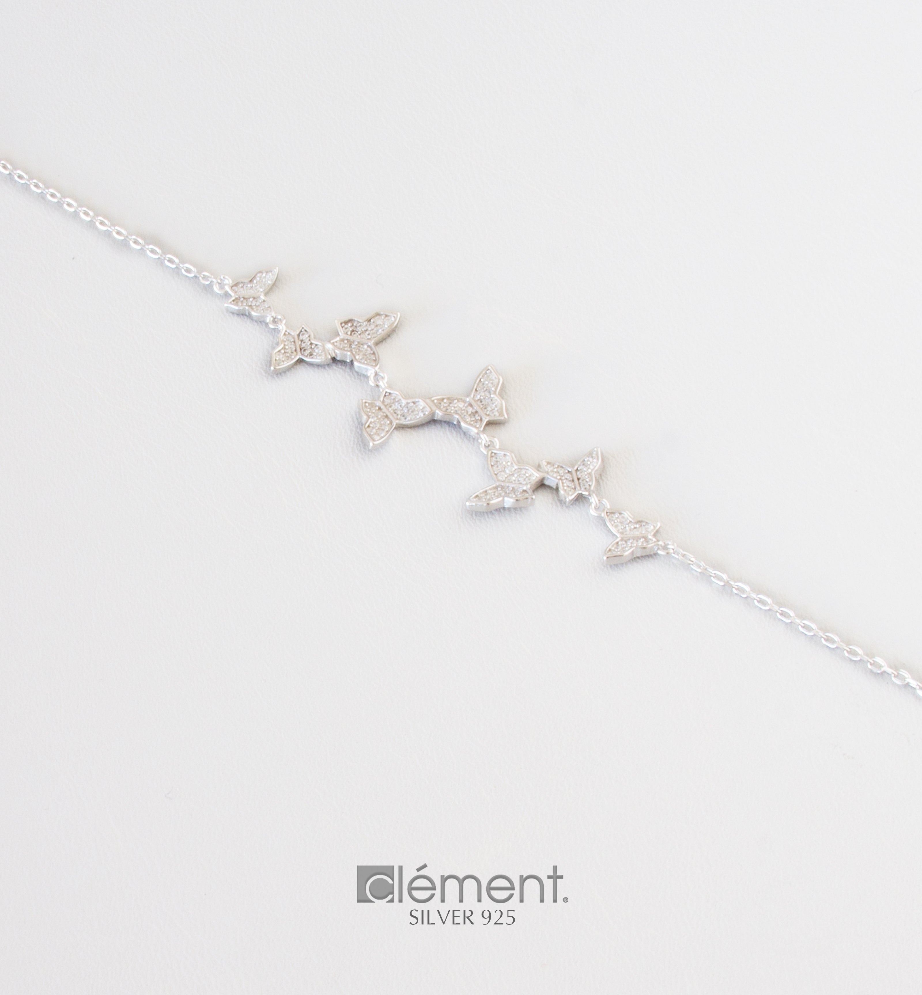 Silver 925 Butterfly Bracelet with CZ Stones