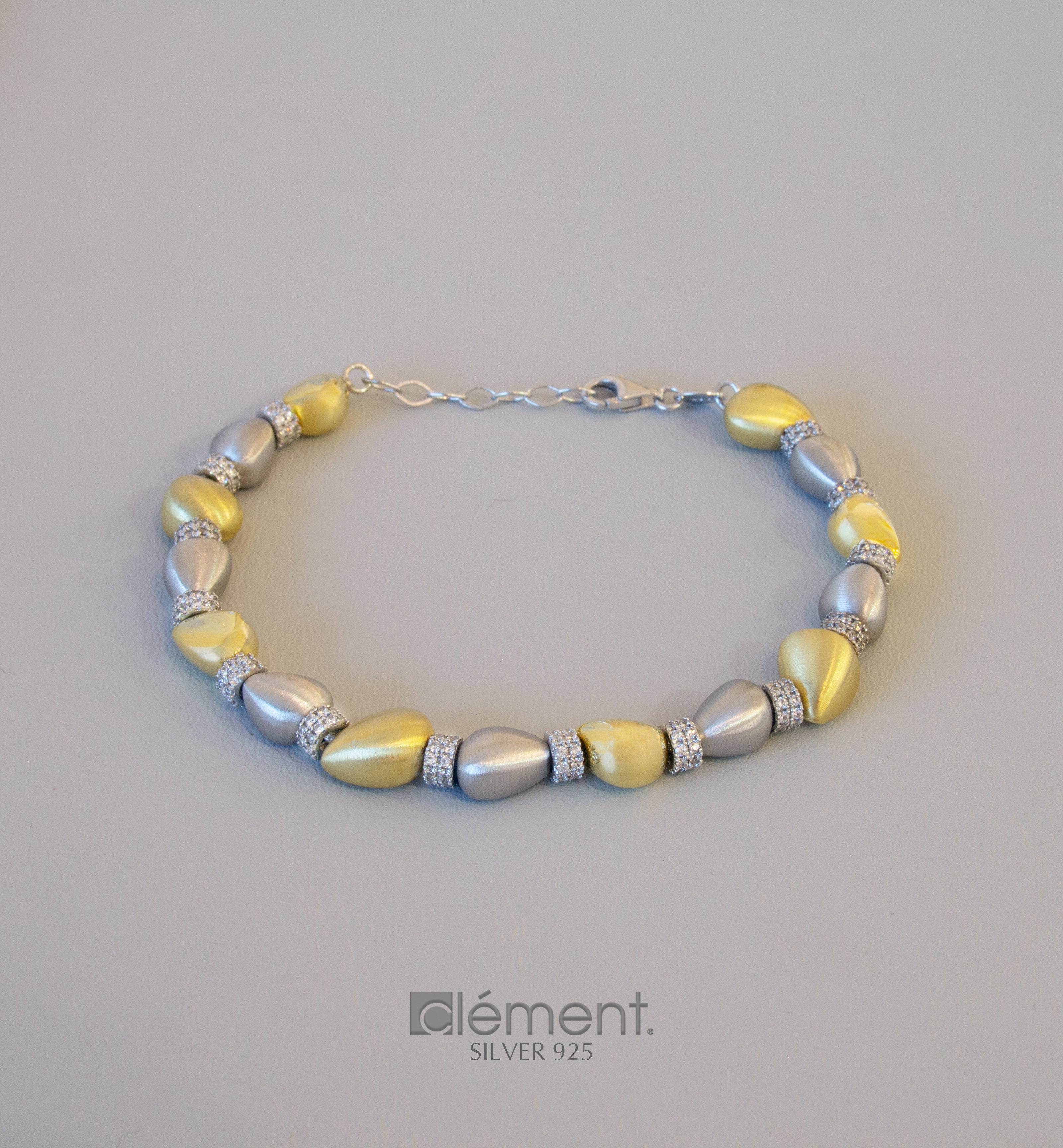 Silver 925 Two-Colour Bracelet with CZ Stones