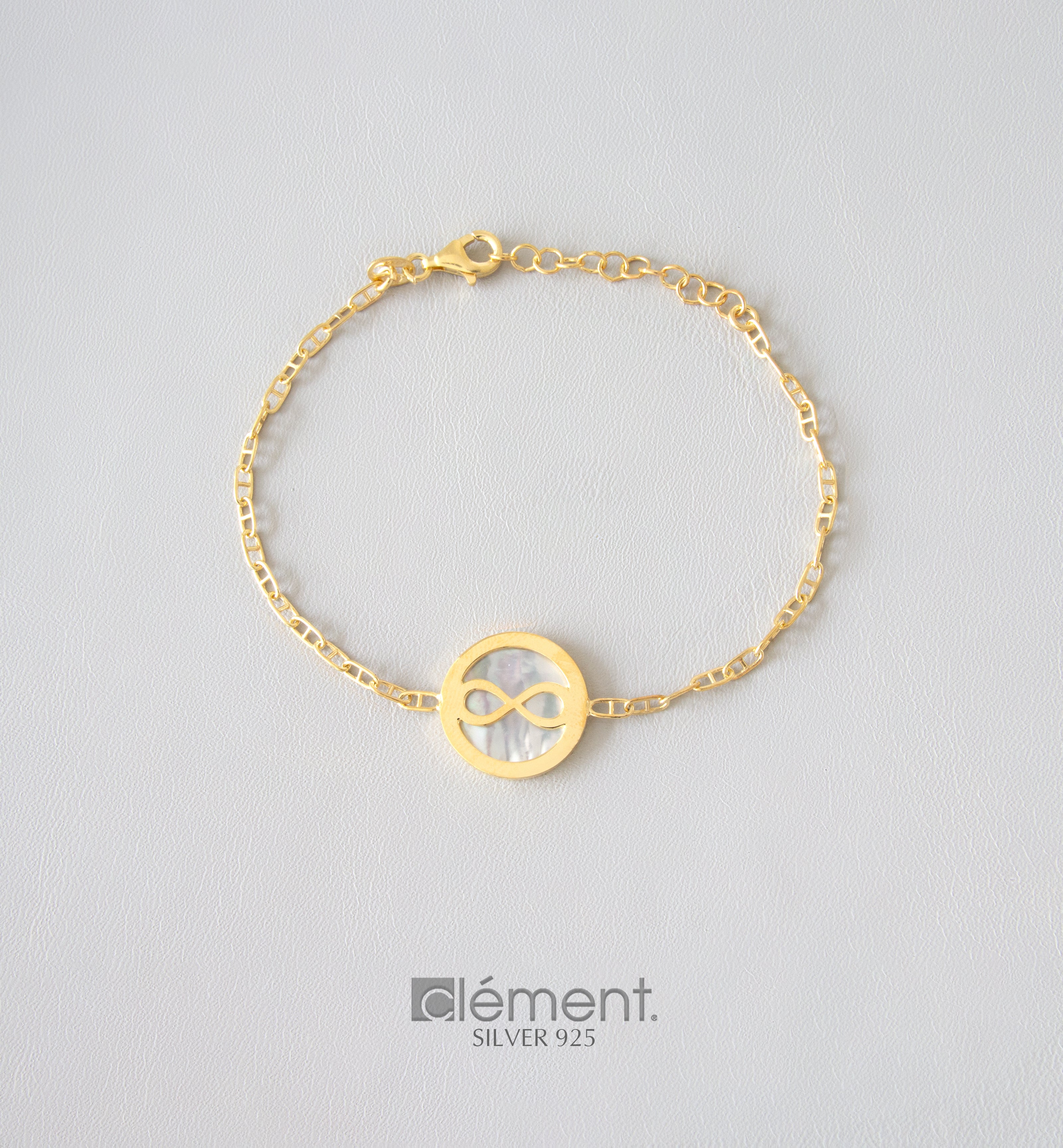 Silver 925 Yellow Gold Plated Infinity Bracelet