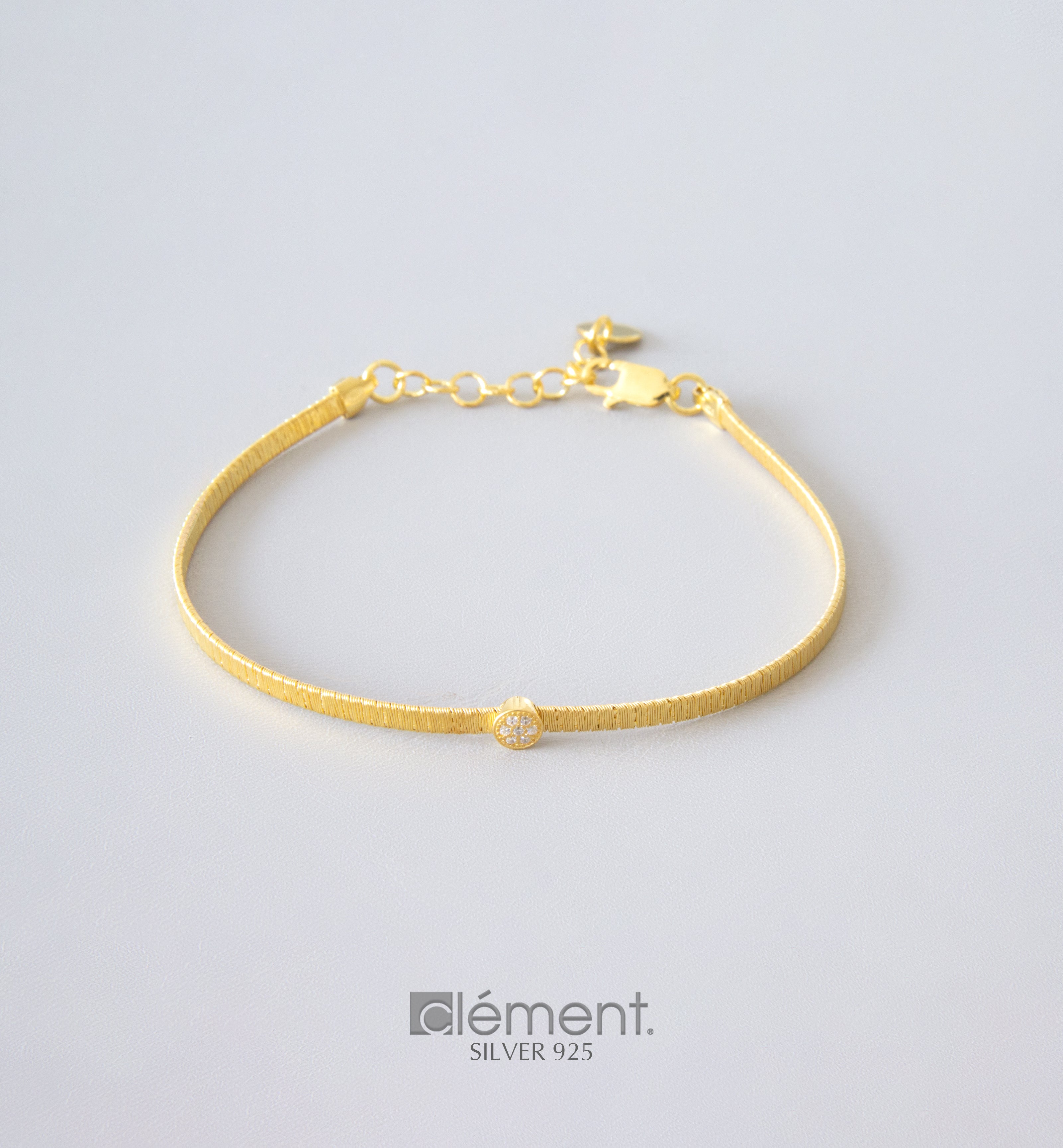 Silver 925 Flat Bracelet with CZ Stones