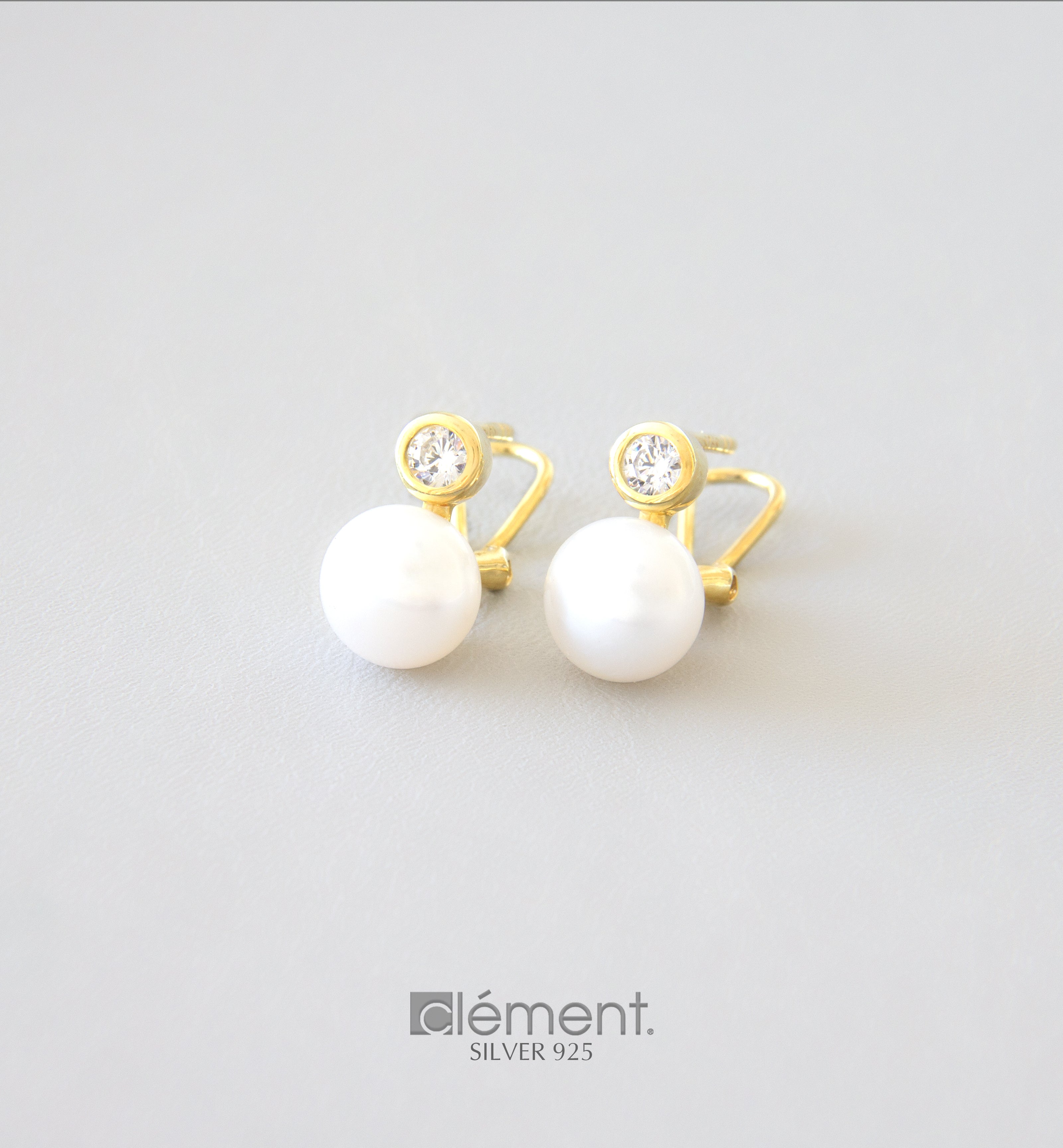 Silver 925 Earrings with Pearl and CZ Stone