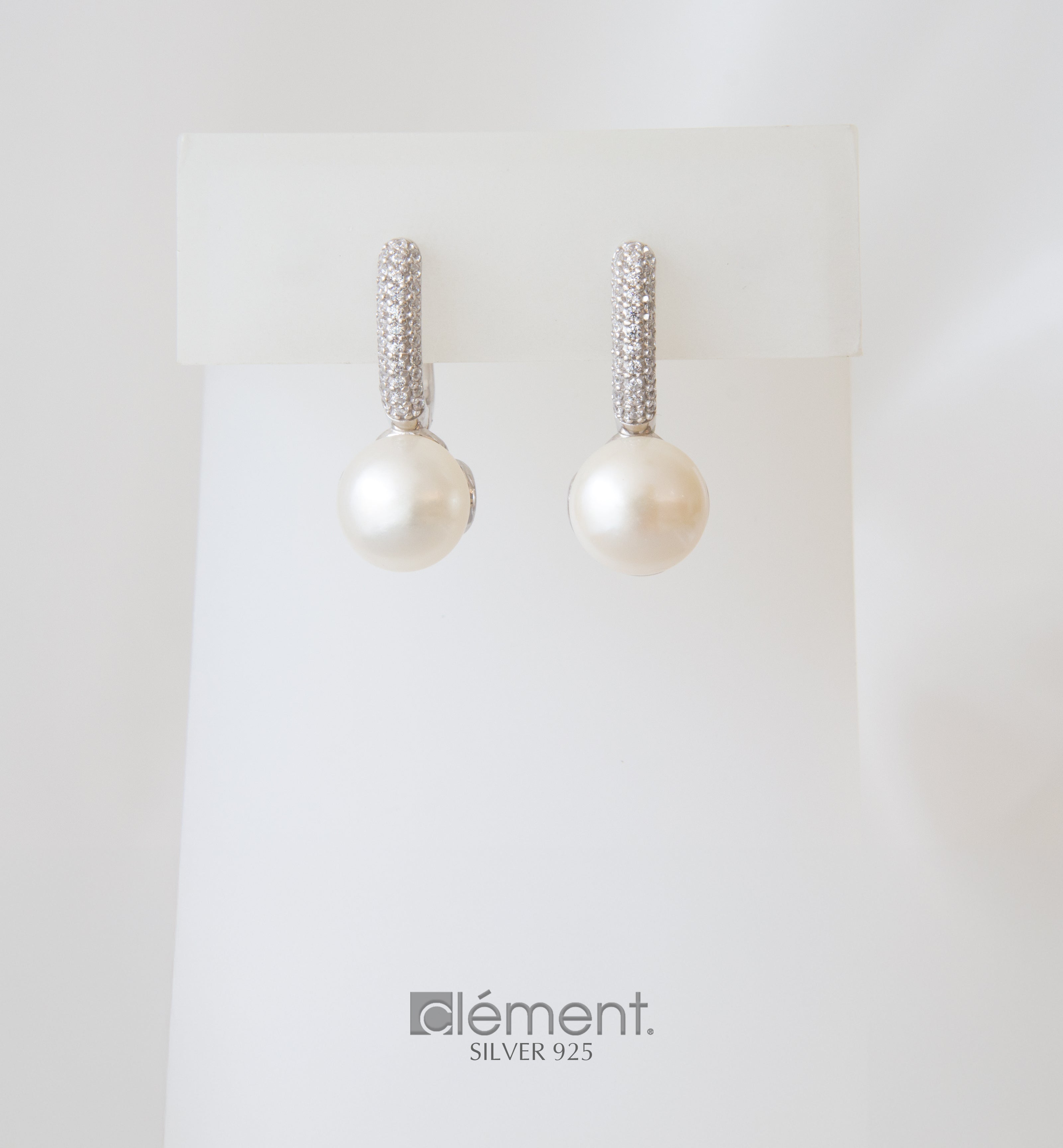 Silver 925 Pearl Earrings with CZ Stones