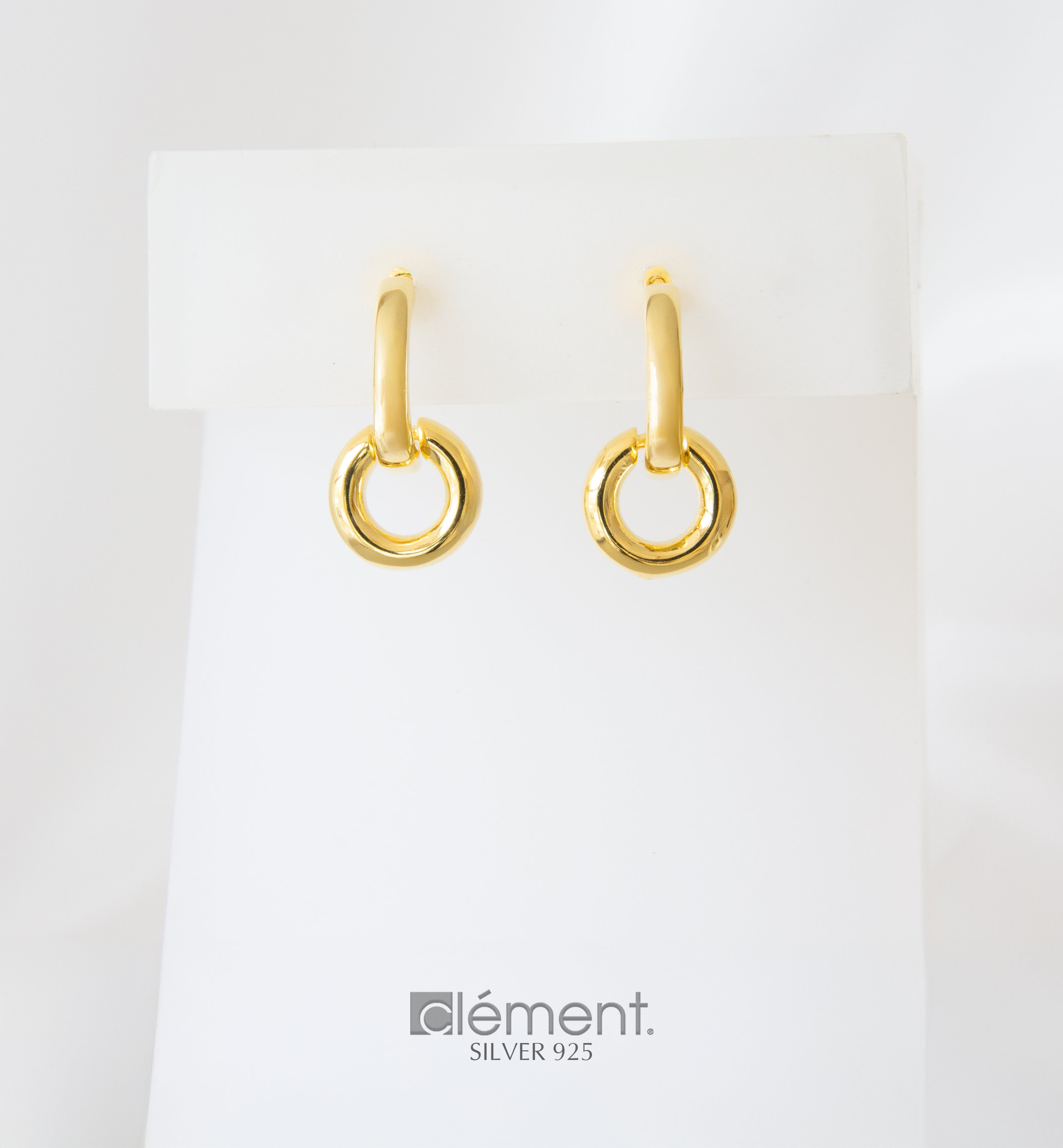 Silver 925 Yellow Gold Plated Earrings