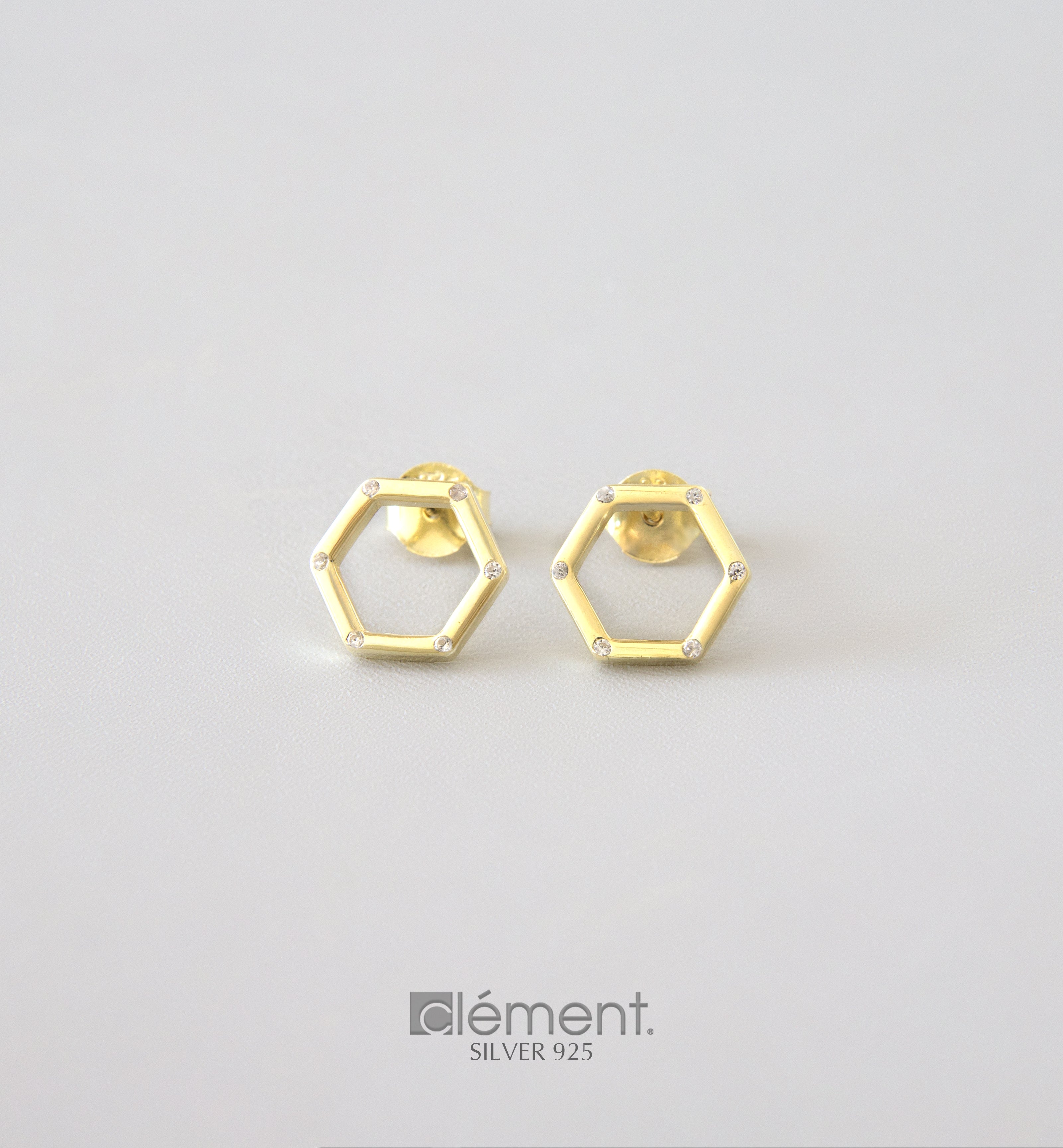 Silver 925 Hexagon Shape Earrings