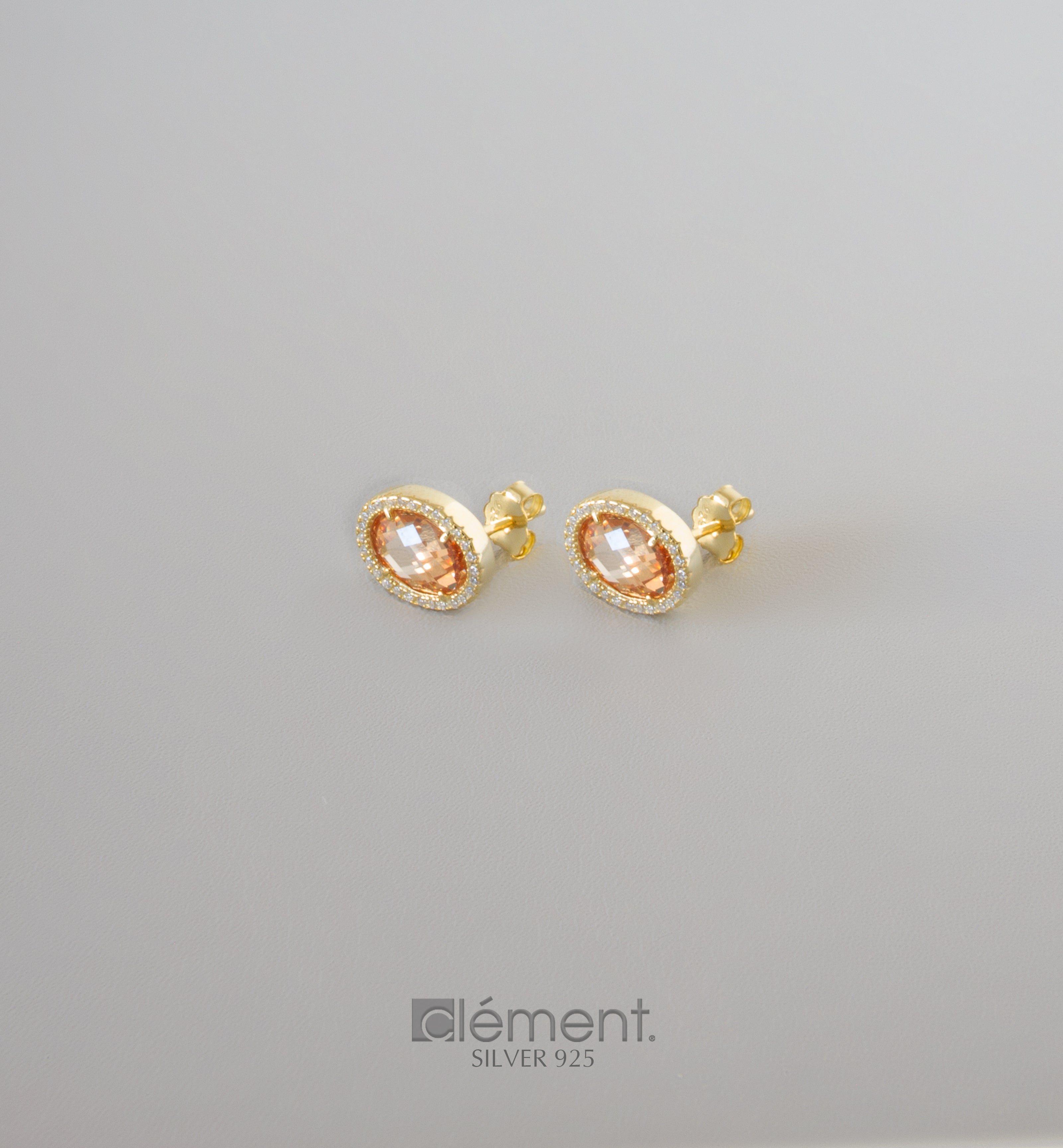 Silver 925 Yellow Gold Plated Earrings with CZ Stones