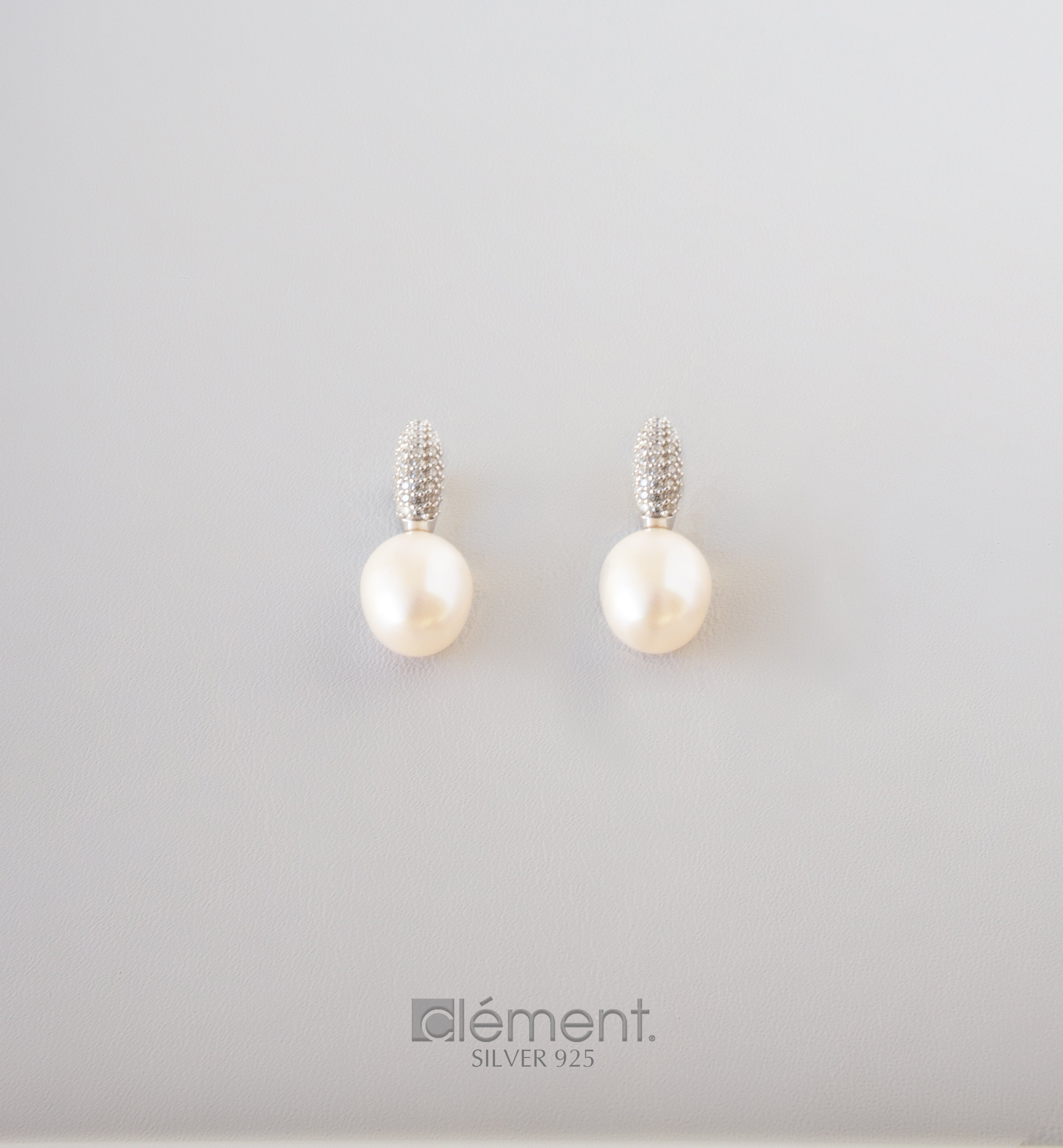 Silver 925 Pearl Earrings with CZ Stones