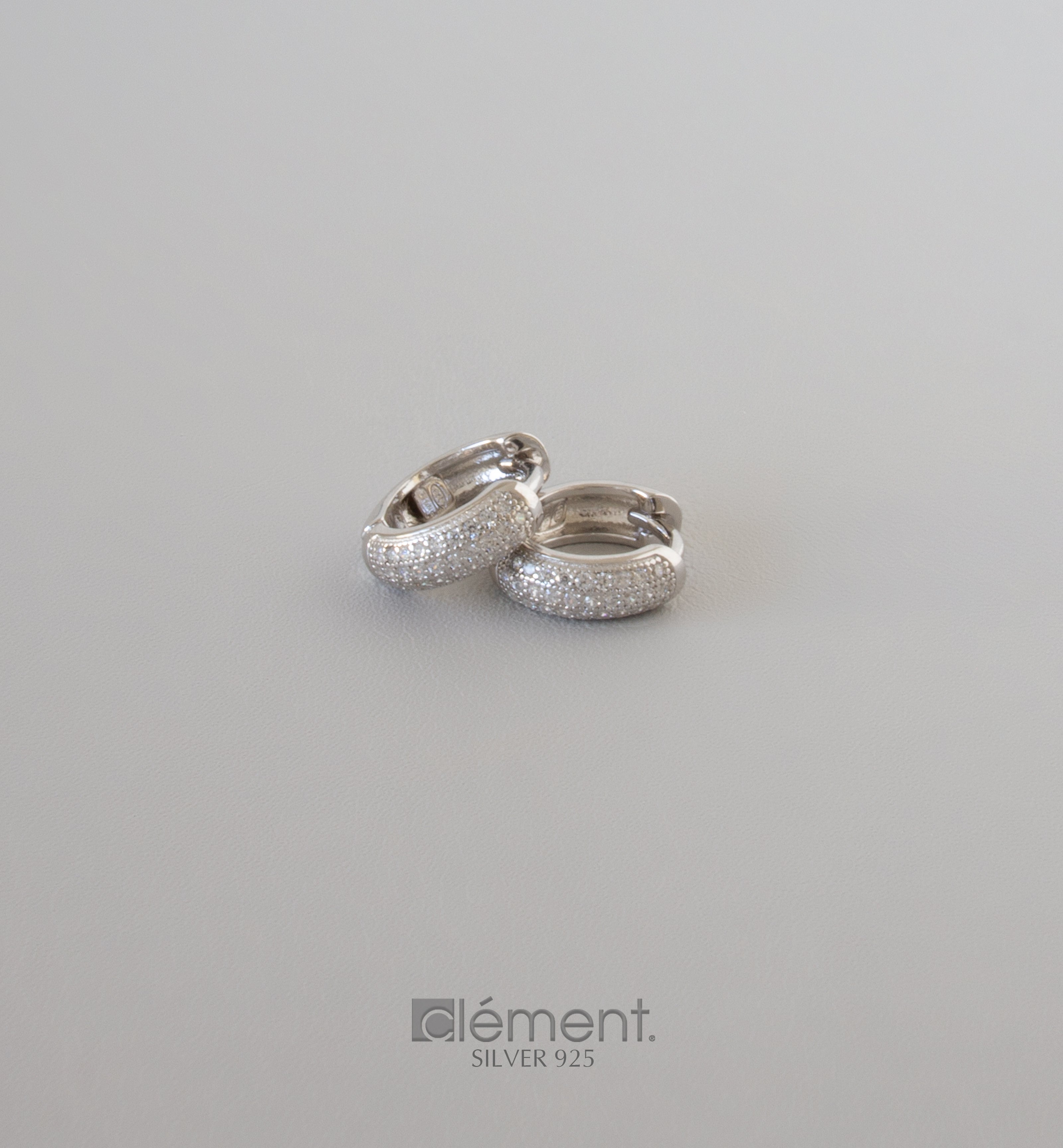 Silver 925 Hoop Earrings with CZ Stones