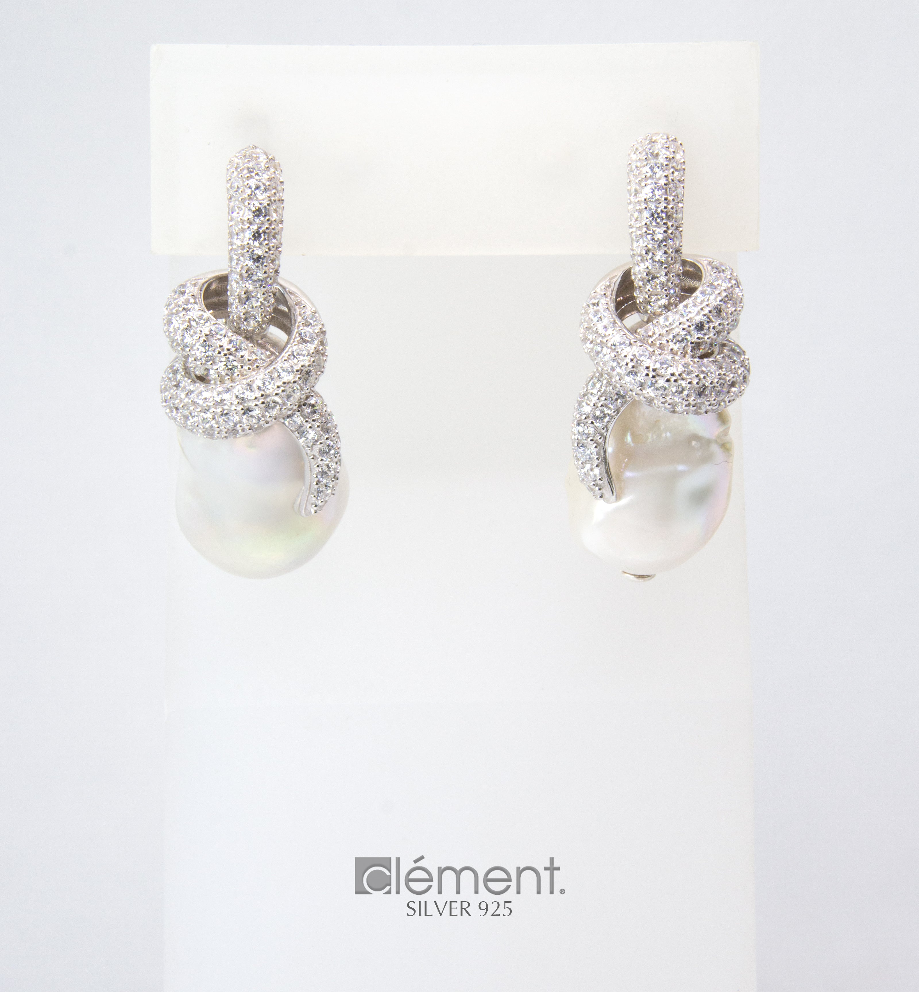 Silver 925 Baroque and CZ Stones Earrings
