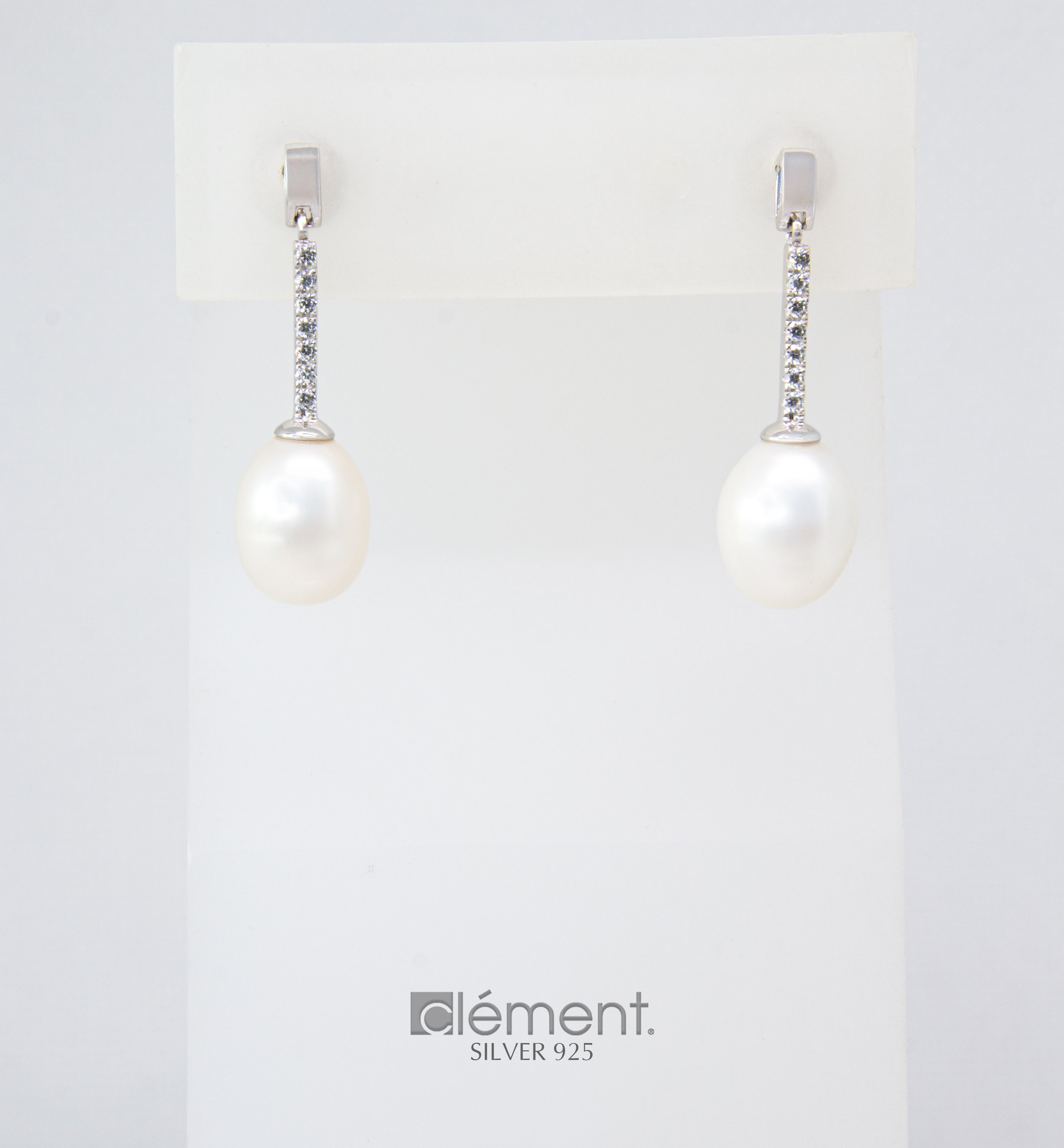 Silver 925 Pearl and CZ Stone Earrings