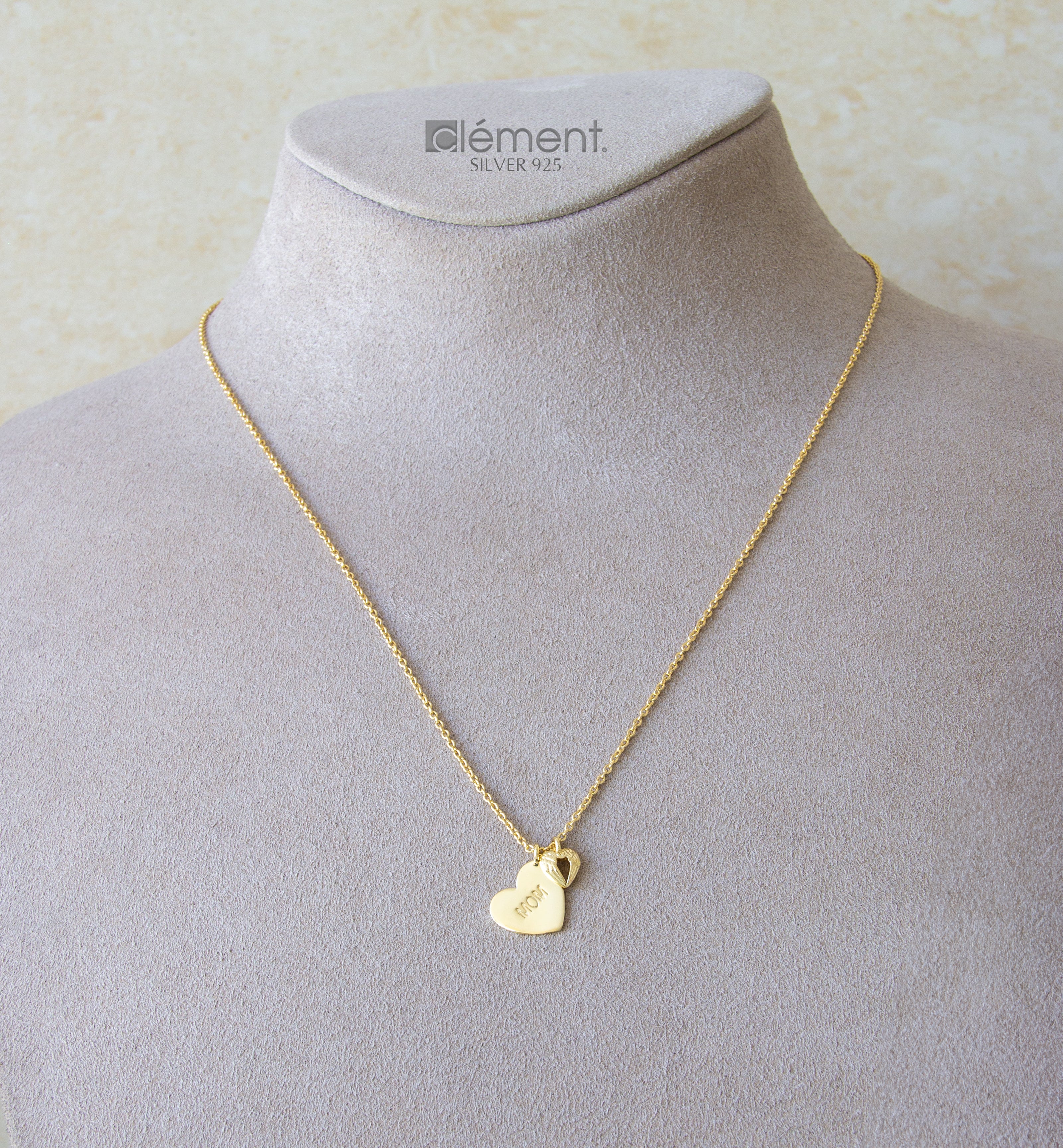 Silver 925 Yellow Gold Plated Mom Necklace