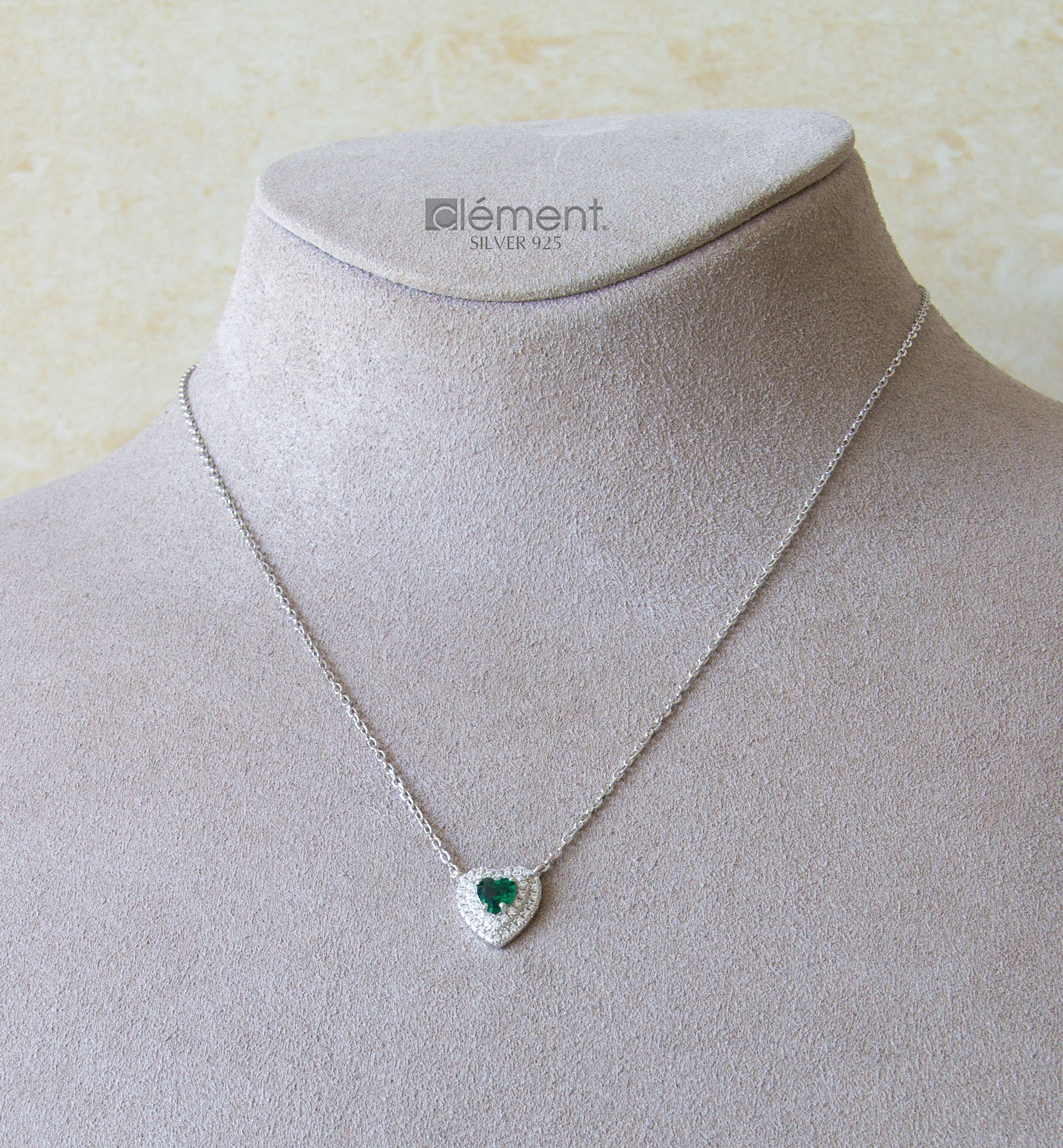 Silver 925 Heart Necklace with Cubic Zircon Stones