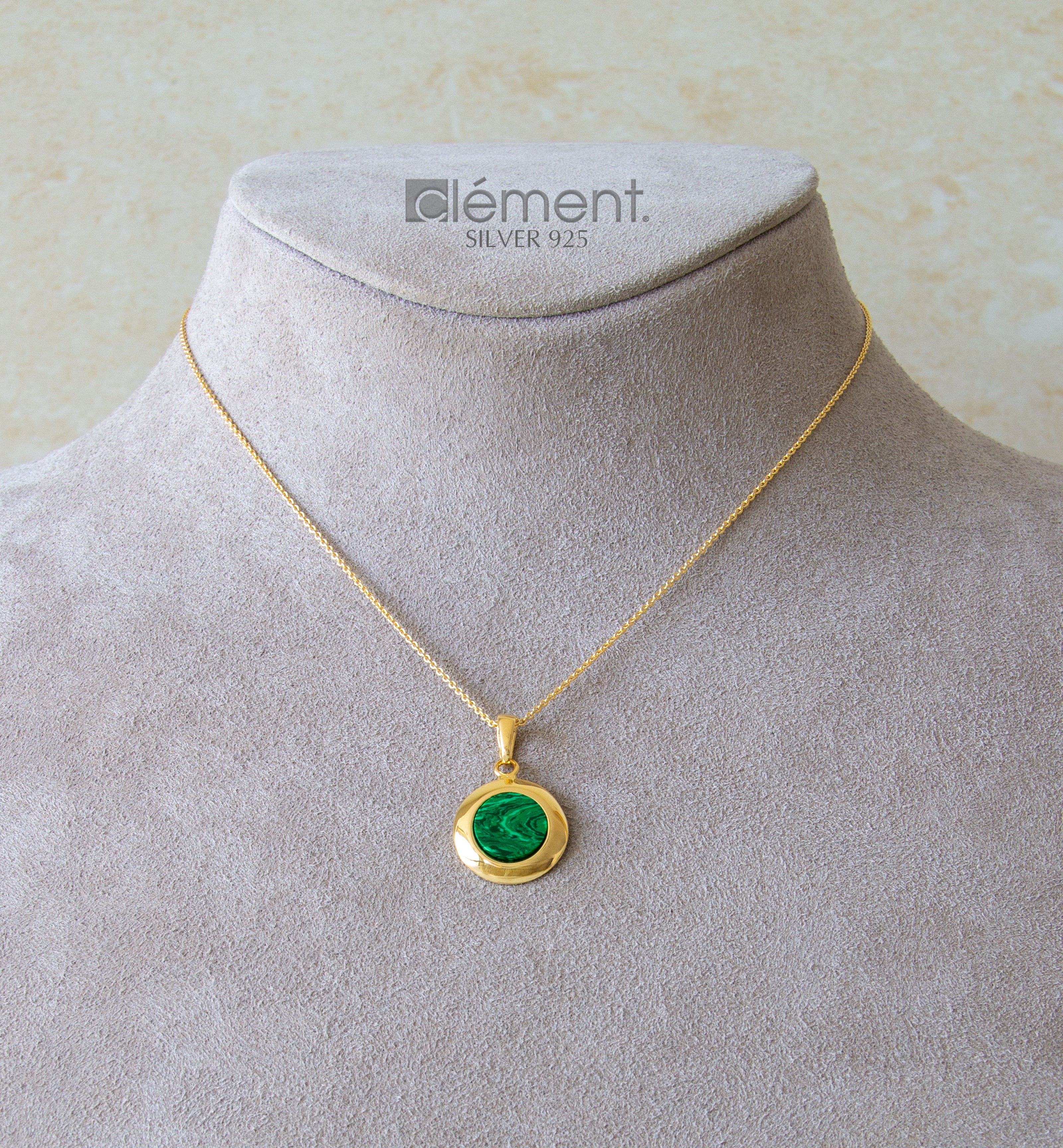 Silver 925 Malachite Pendant Necklace