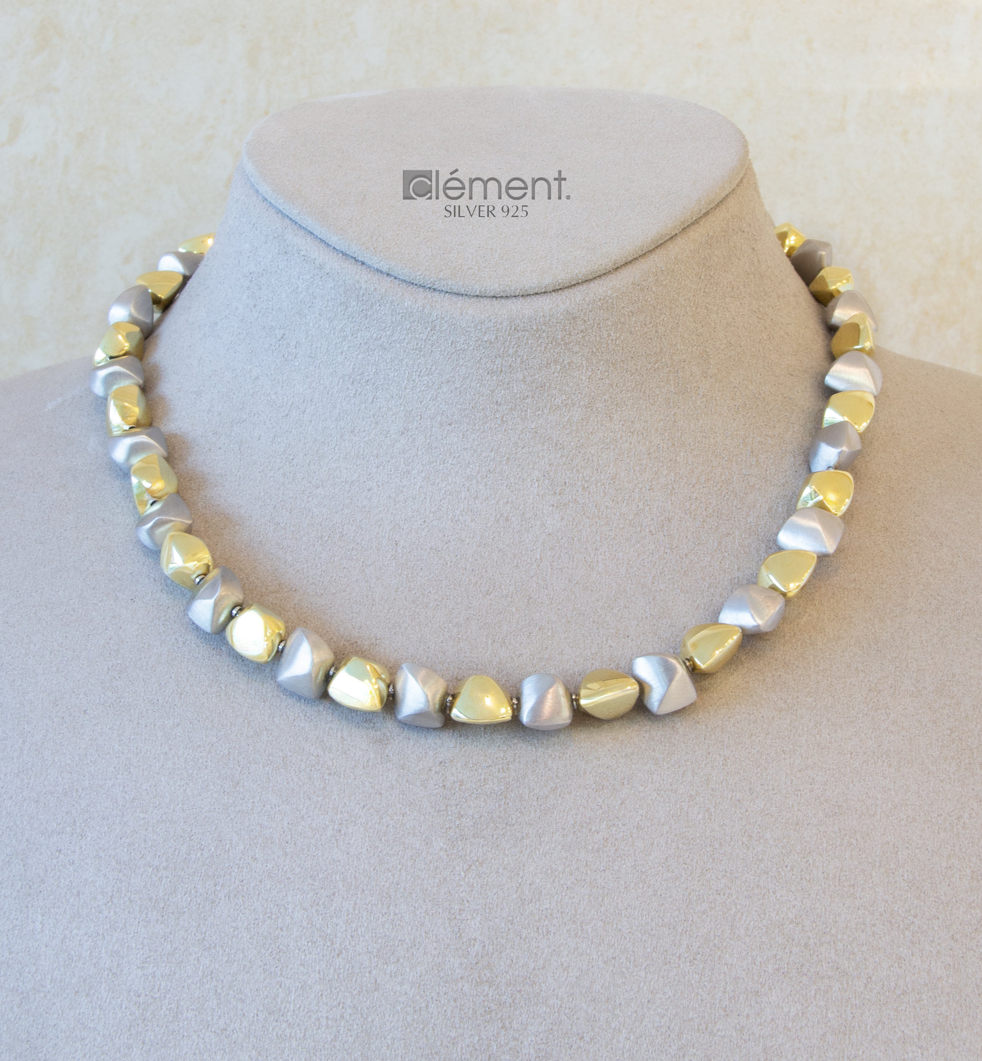 Silver 925 Two-Tone Design Necklace