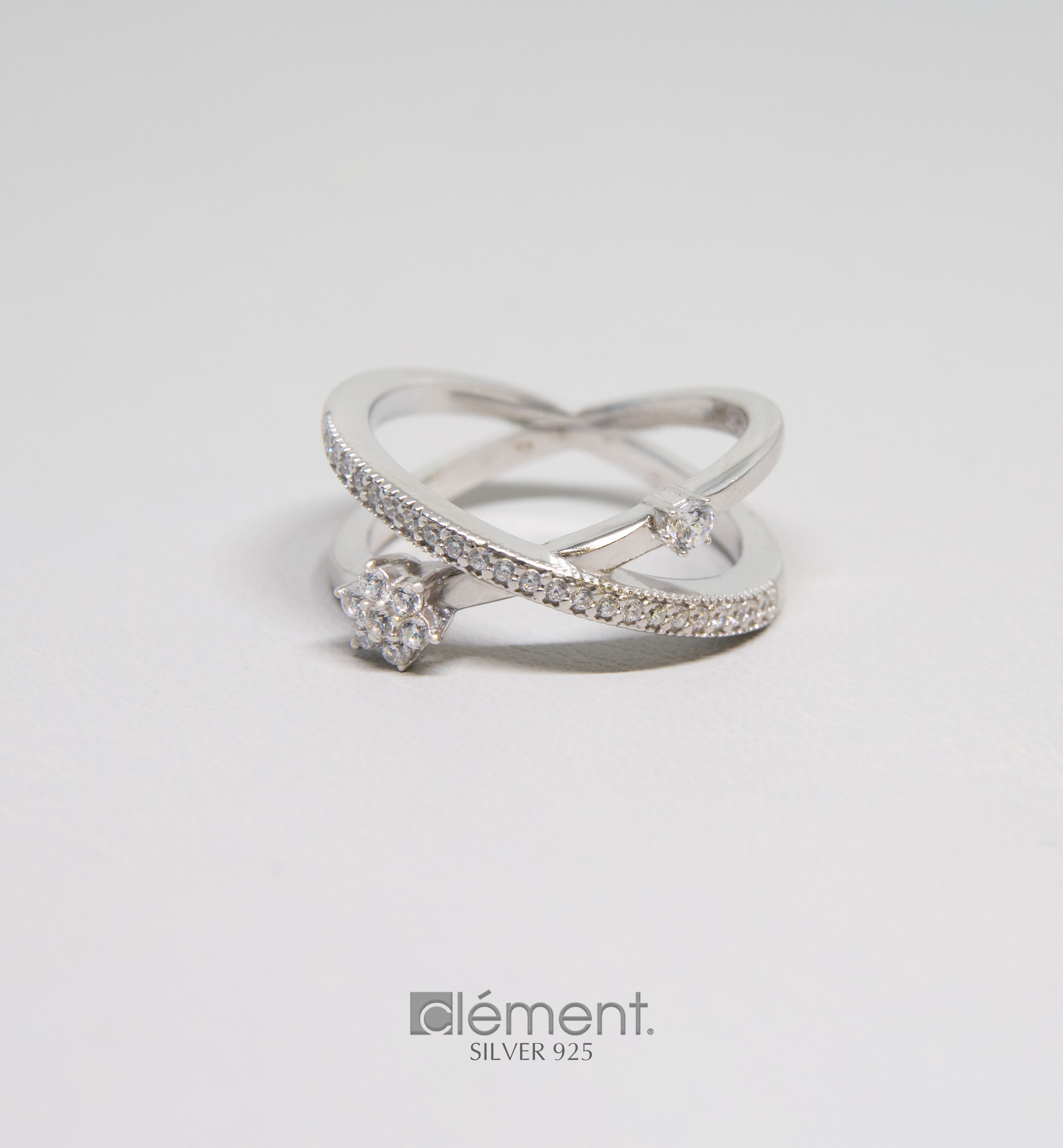 Silver 925 Cross Design Ring with CZ Stones