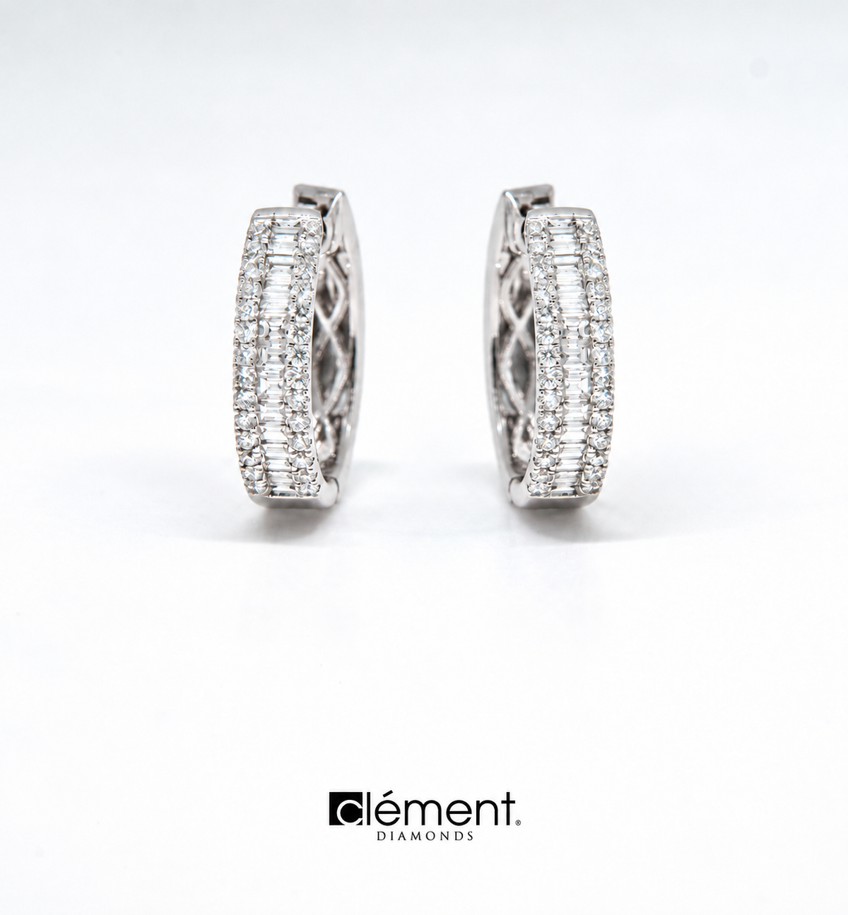18ct White Gold Natural Diamond Hoop Earrings