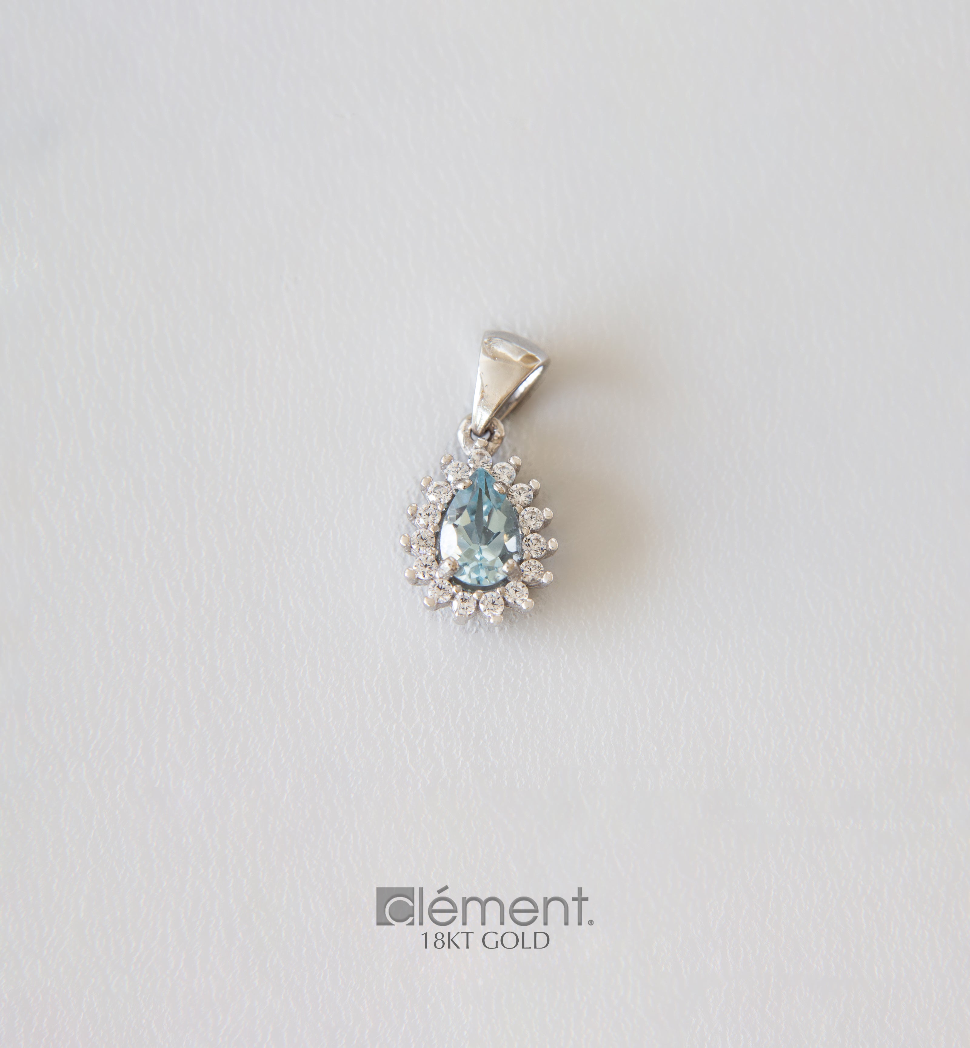 18ct White Gold Drop Pendant with CZ Stones