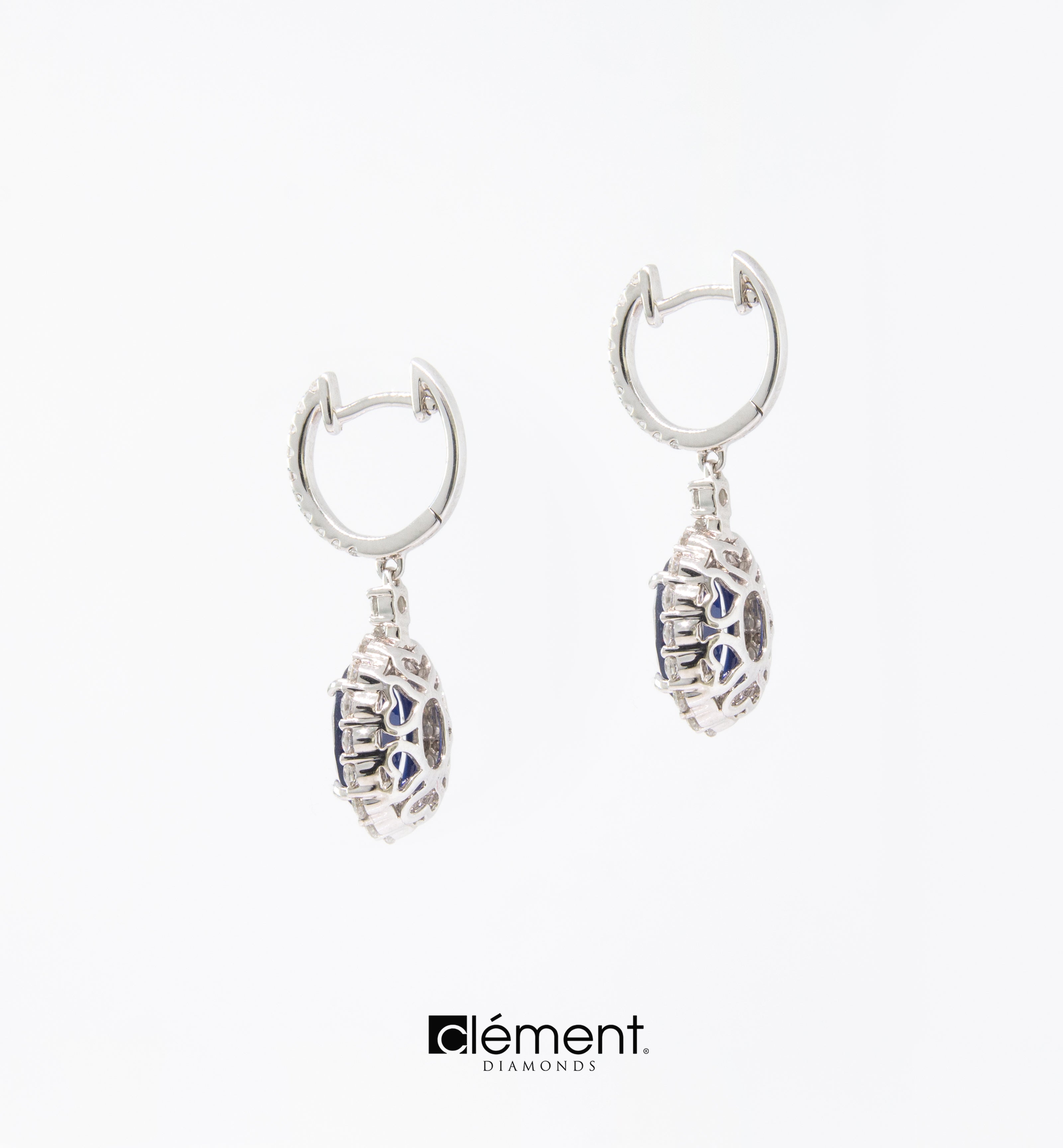 18ct White Gold Diamond and Blue Sapphire Earrings