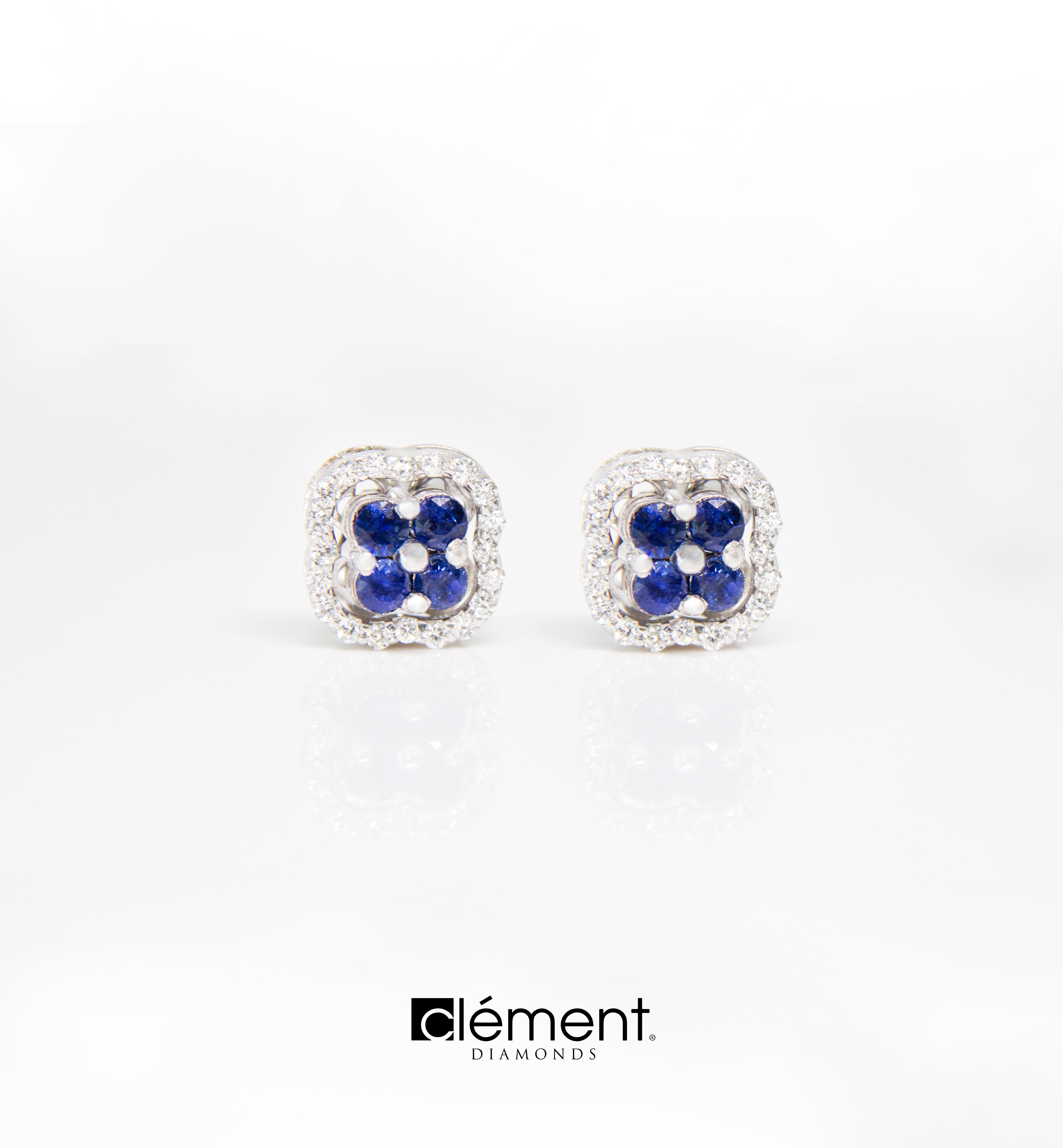 18ct White Gold Diamond & Blue Sapphire Jacket Earrings/Pendant