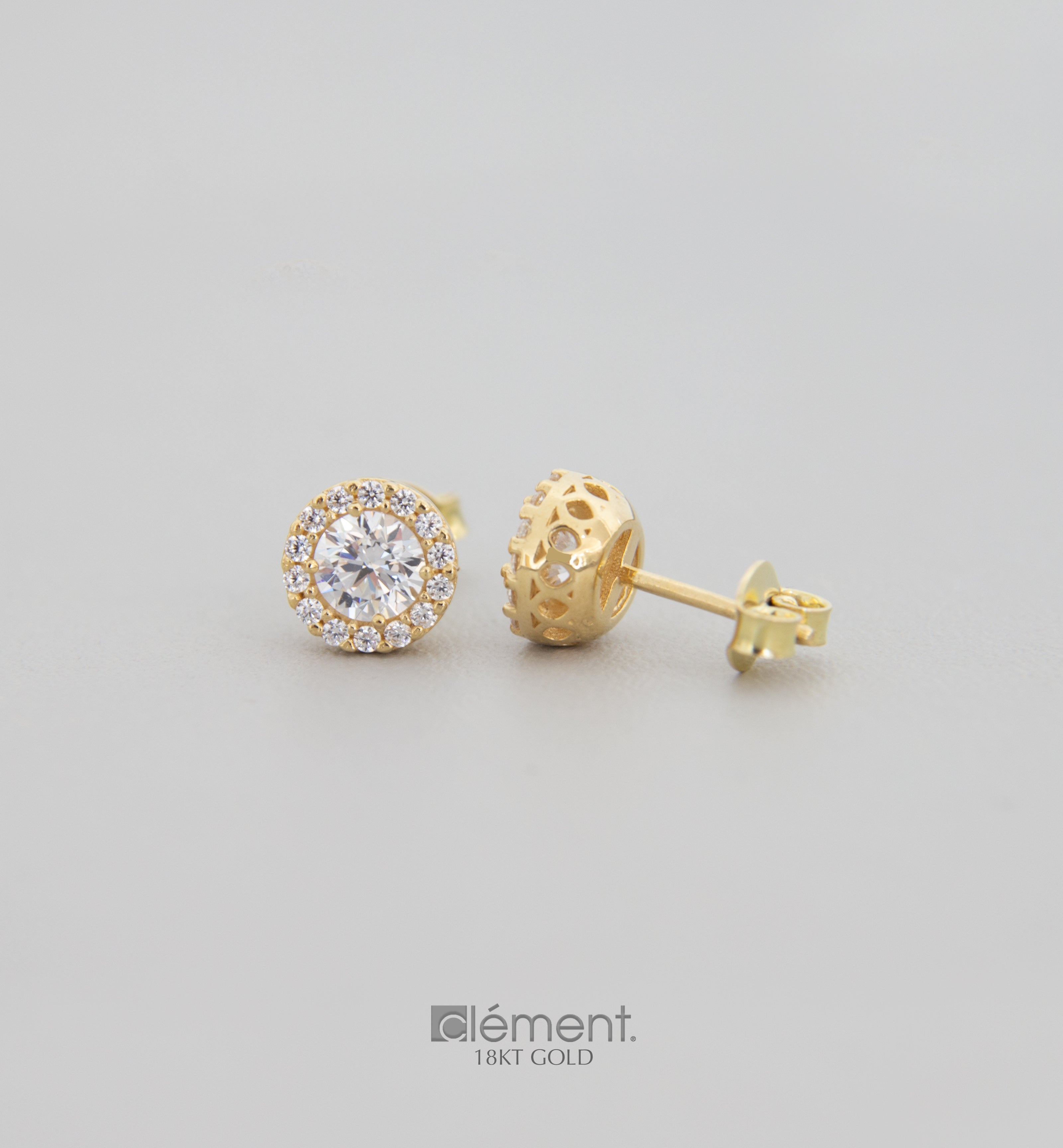 18ct Yellow Gold Earrings With Cubic Zircon Stones