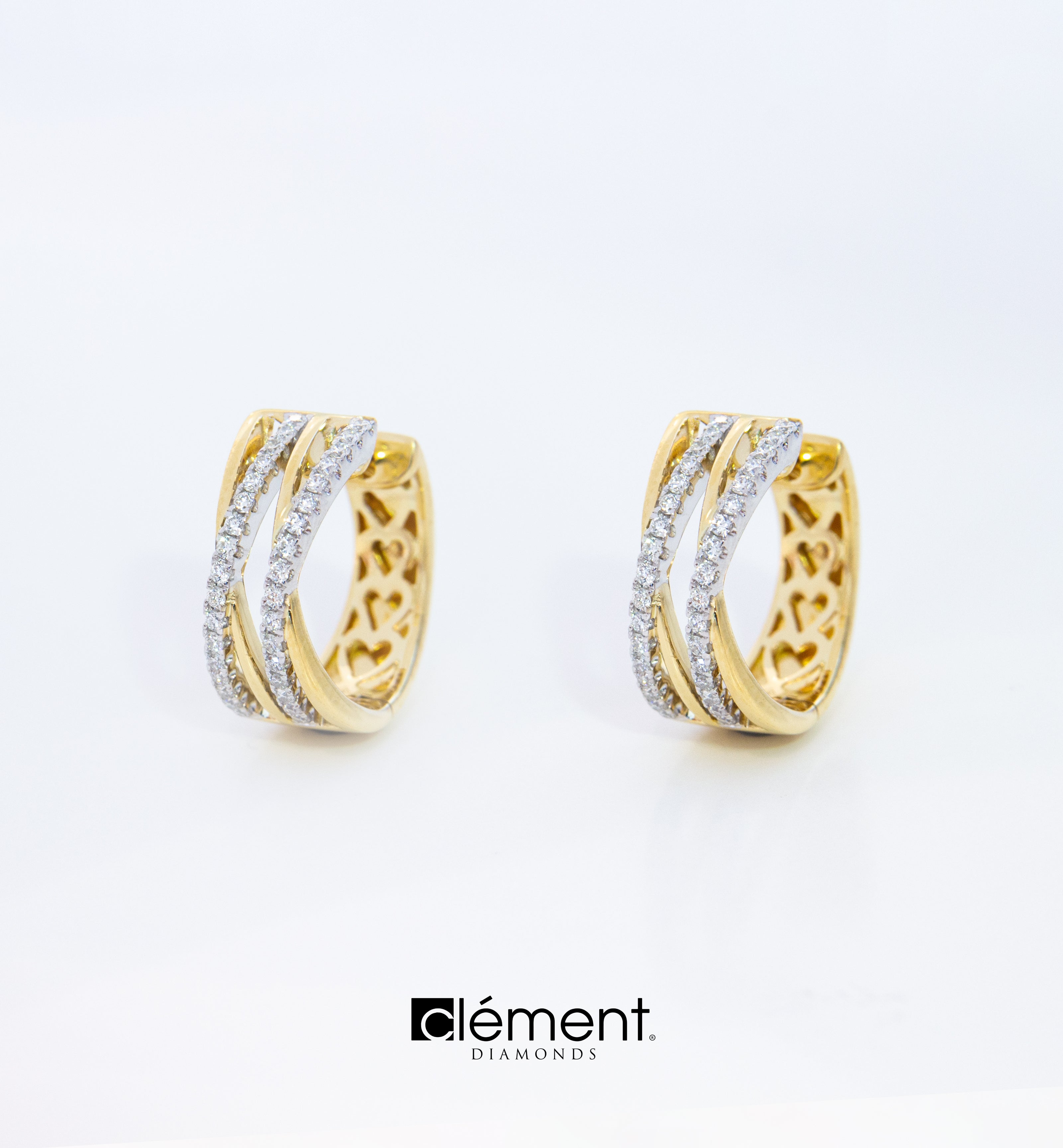 18ct Gold Two-Tone Natural Diamond Earrings