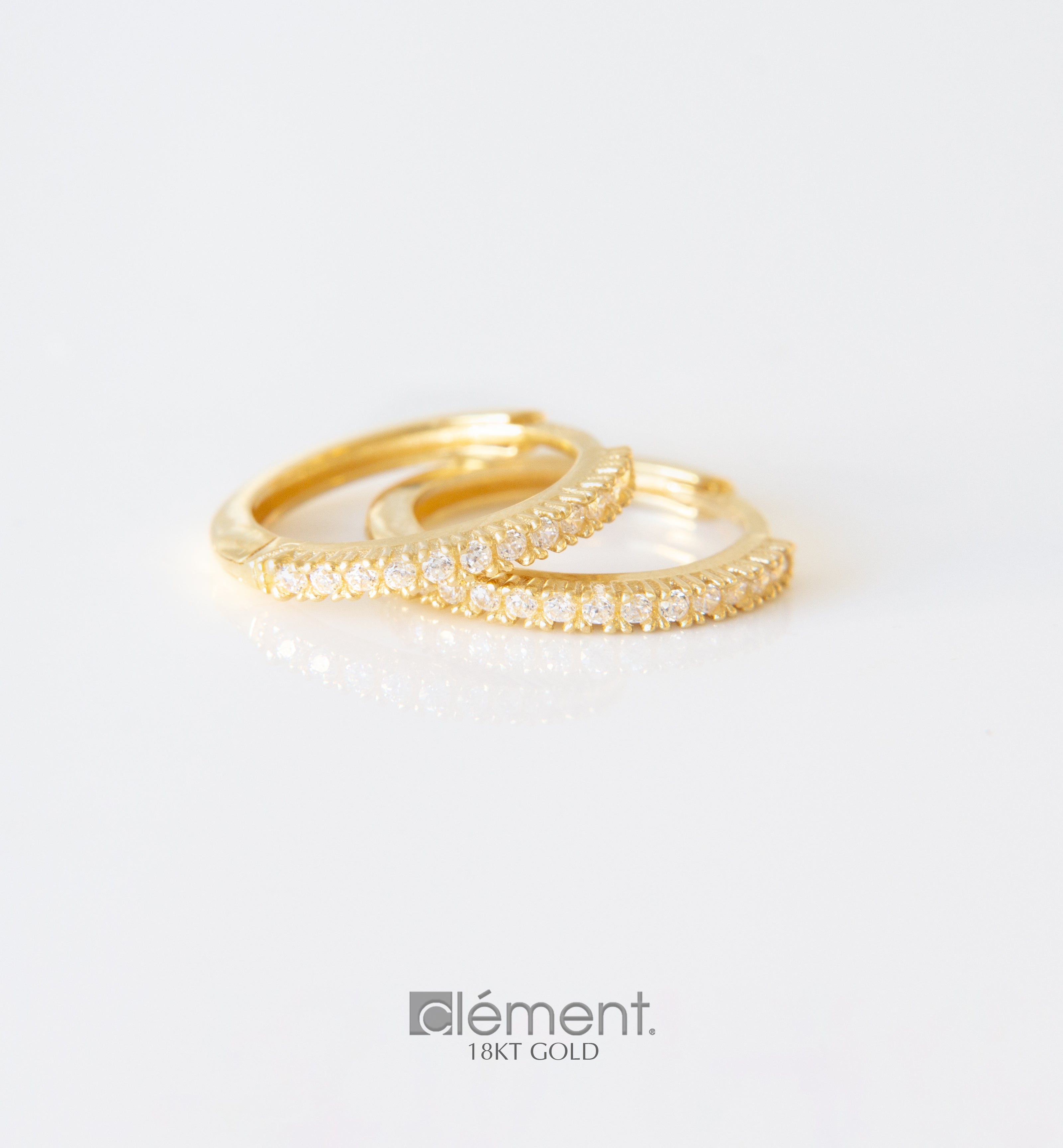 18ct Yellow Gold Hoop Earrings with CZ Stones