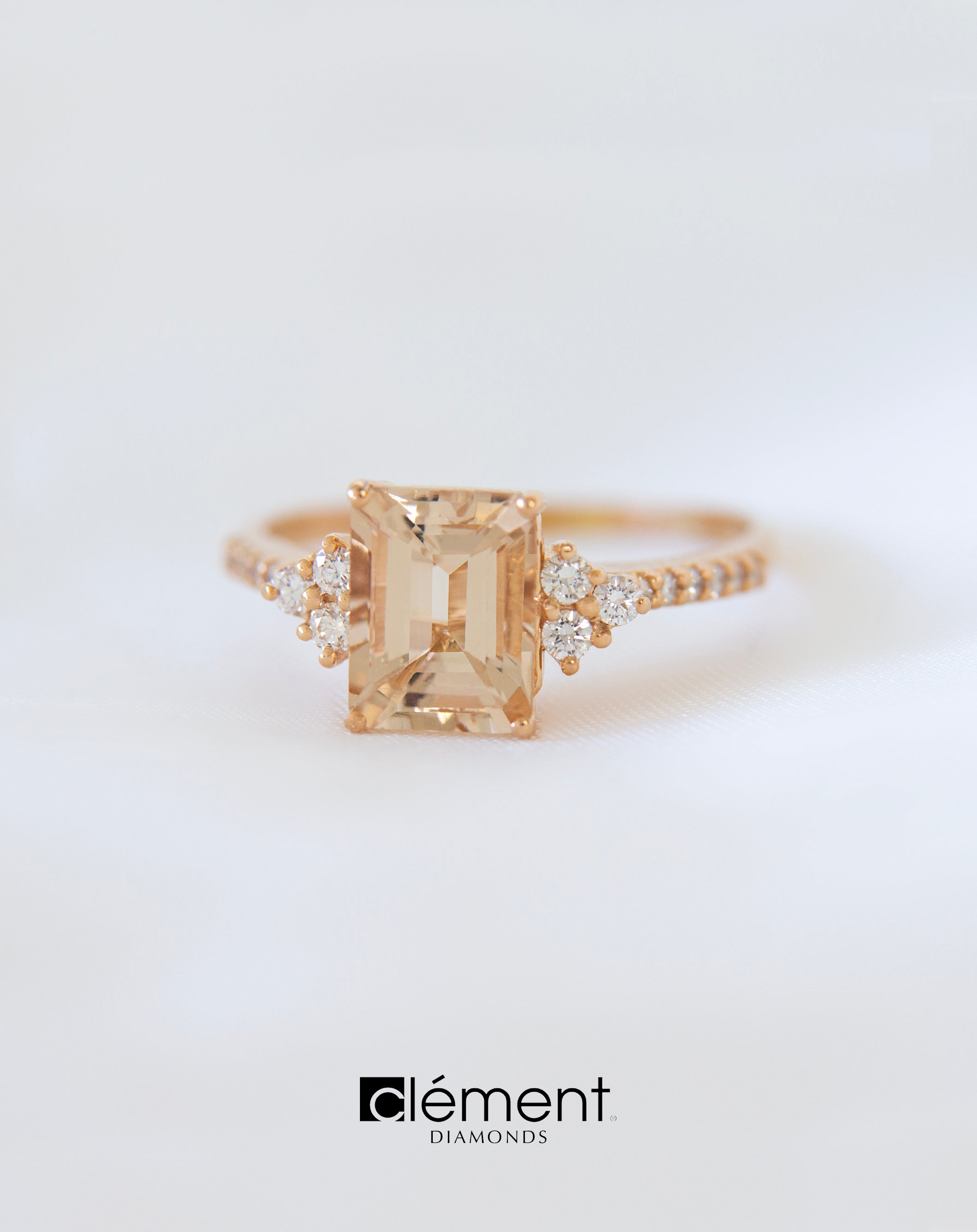 18ct Rose Gold Diamond and Morganite Ring