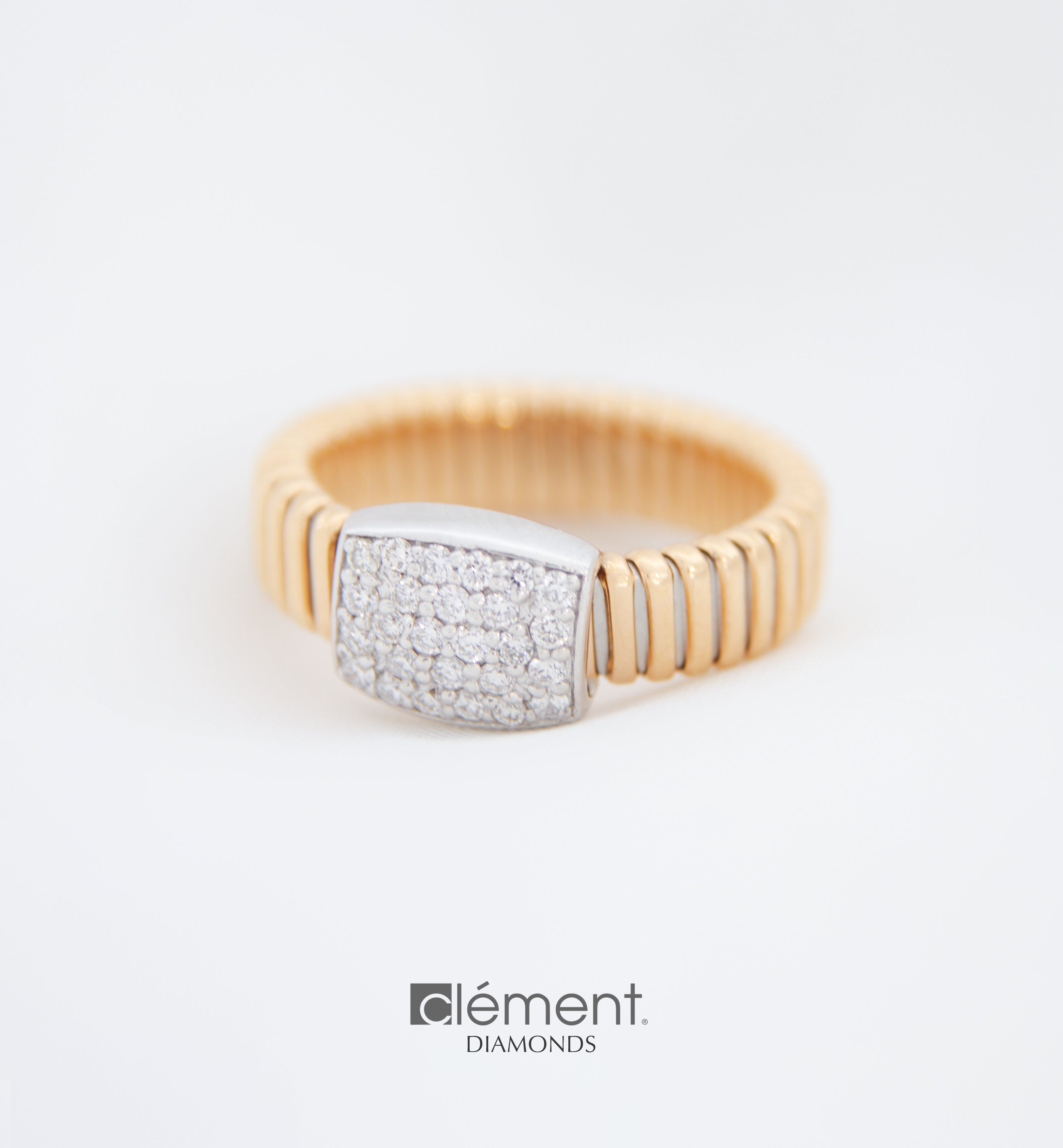 18ct Gold Tubogas Style Diamond Ring