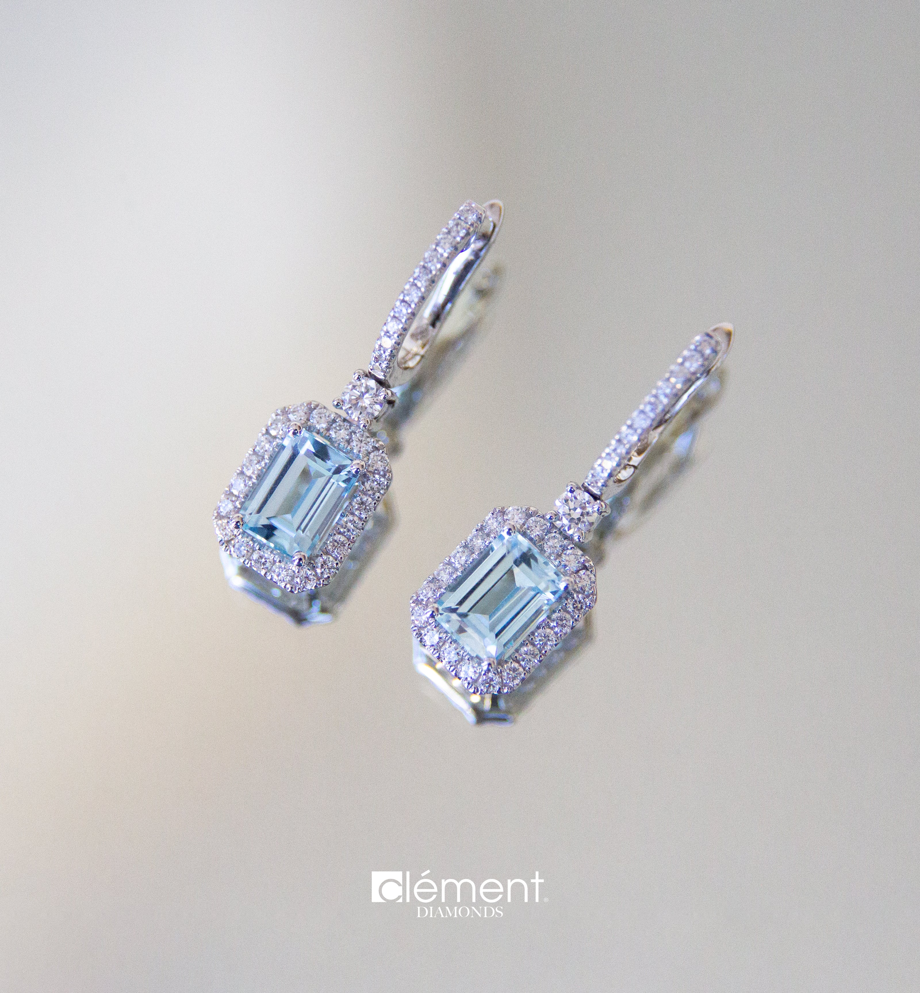 18ct White Gold Diamond & Topaz Earrings