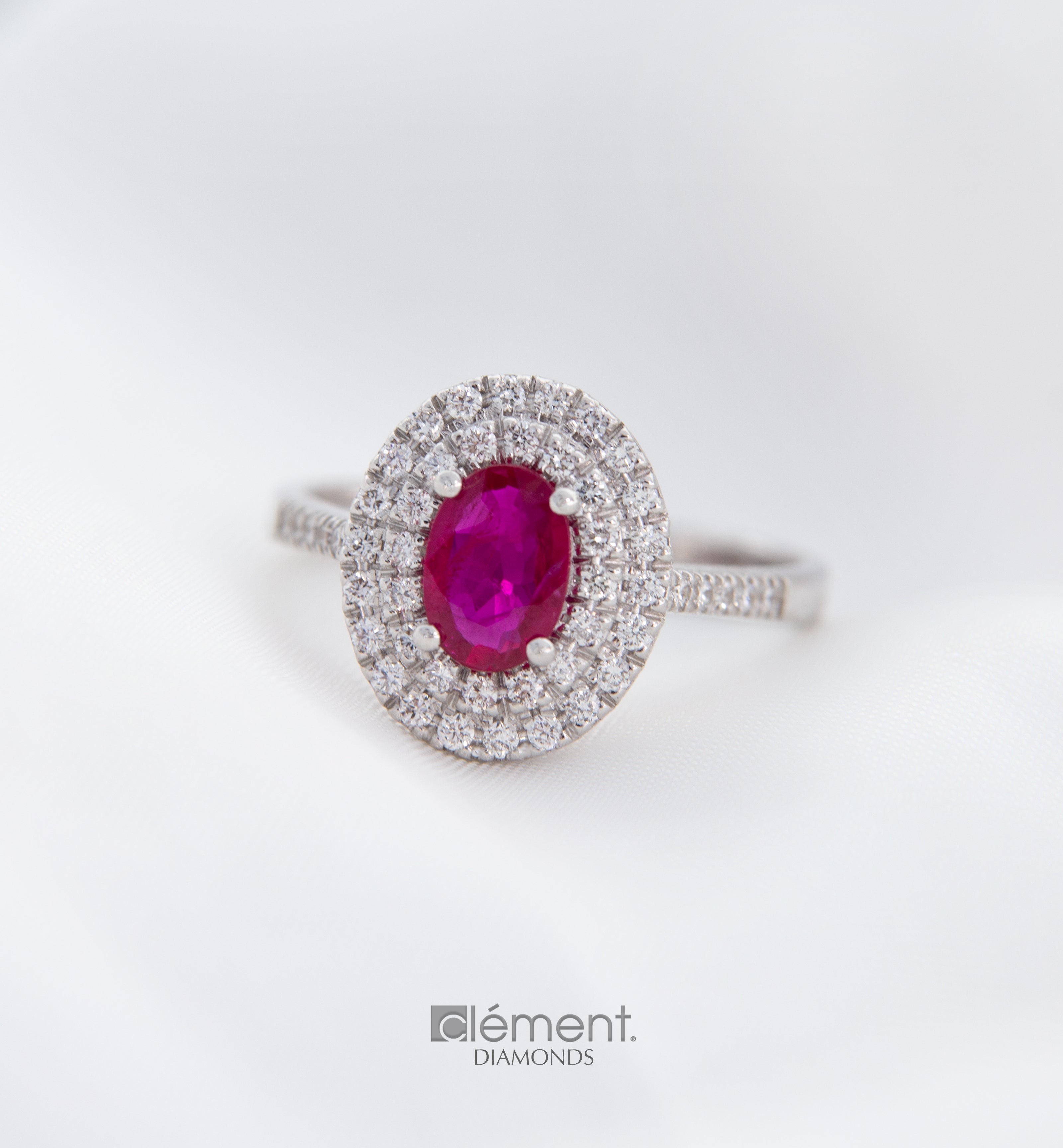 18ct White Gold Diamond & Ruby Ring