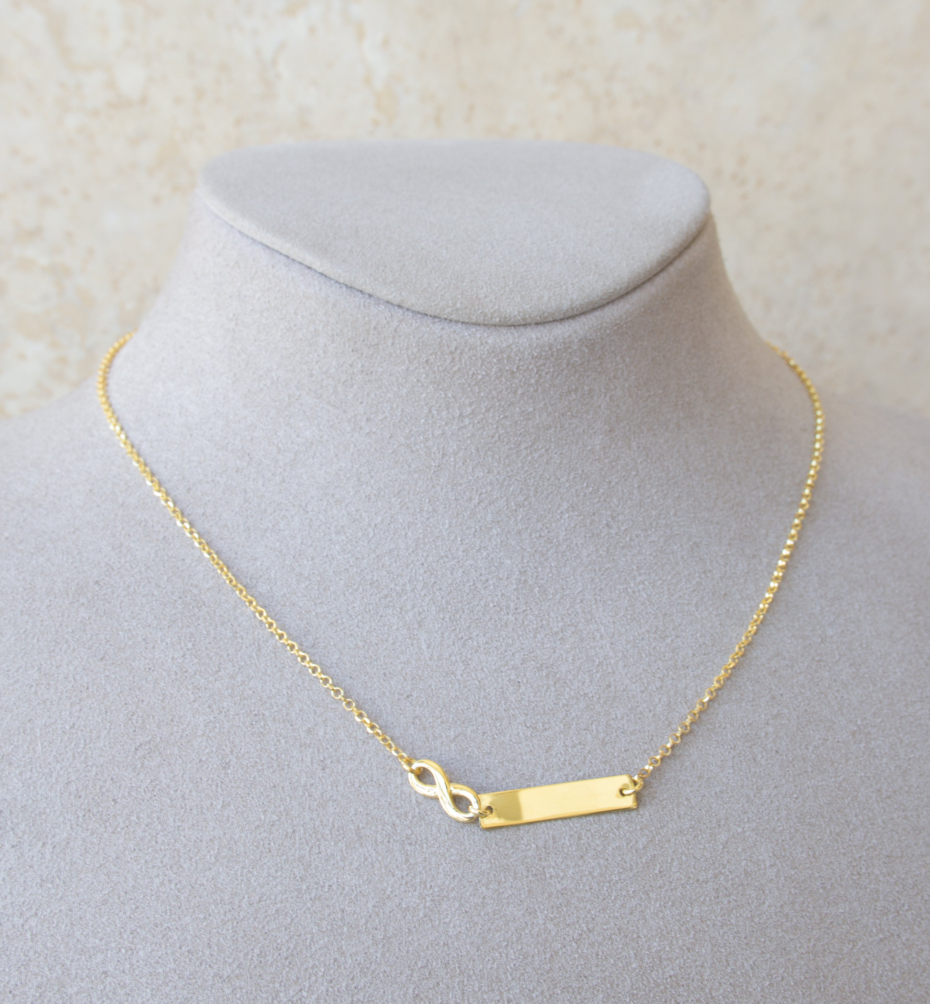 Silver 925 Infinity & Engravable Plate Necklace