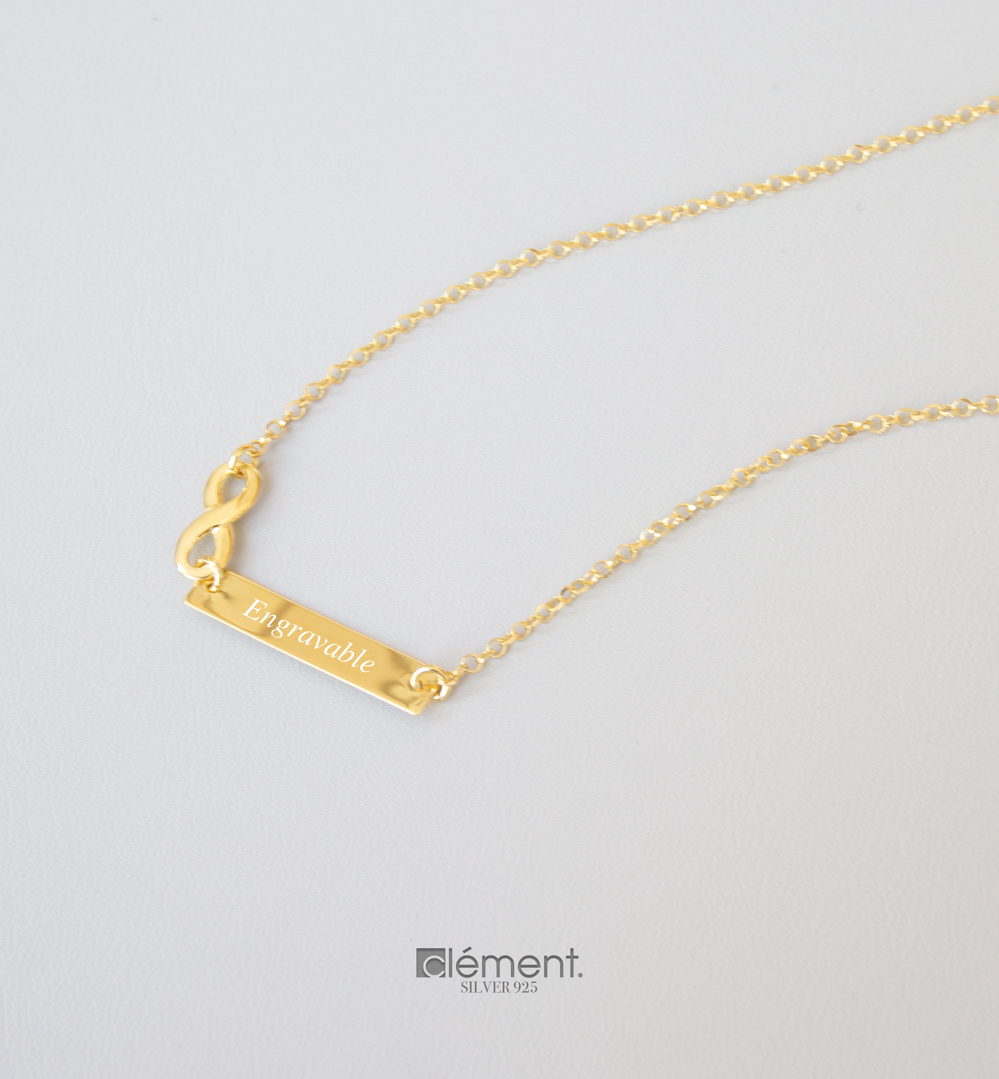 Silver 925 Infinity & Engravable Plate Necklace
