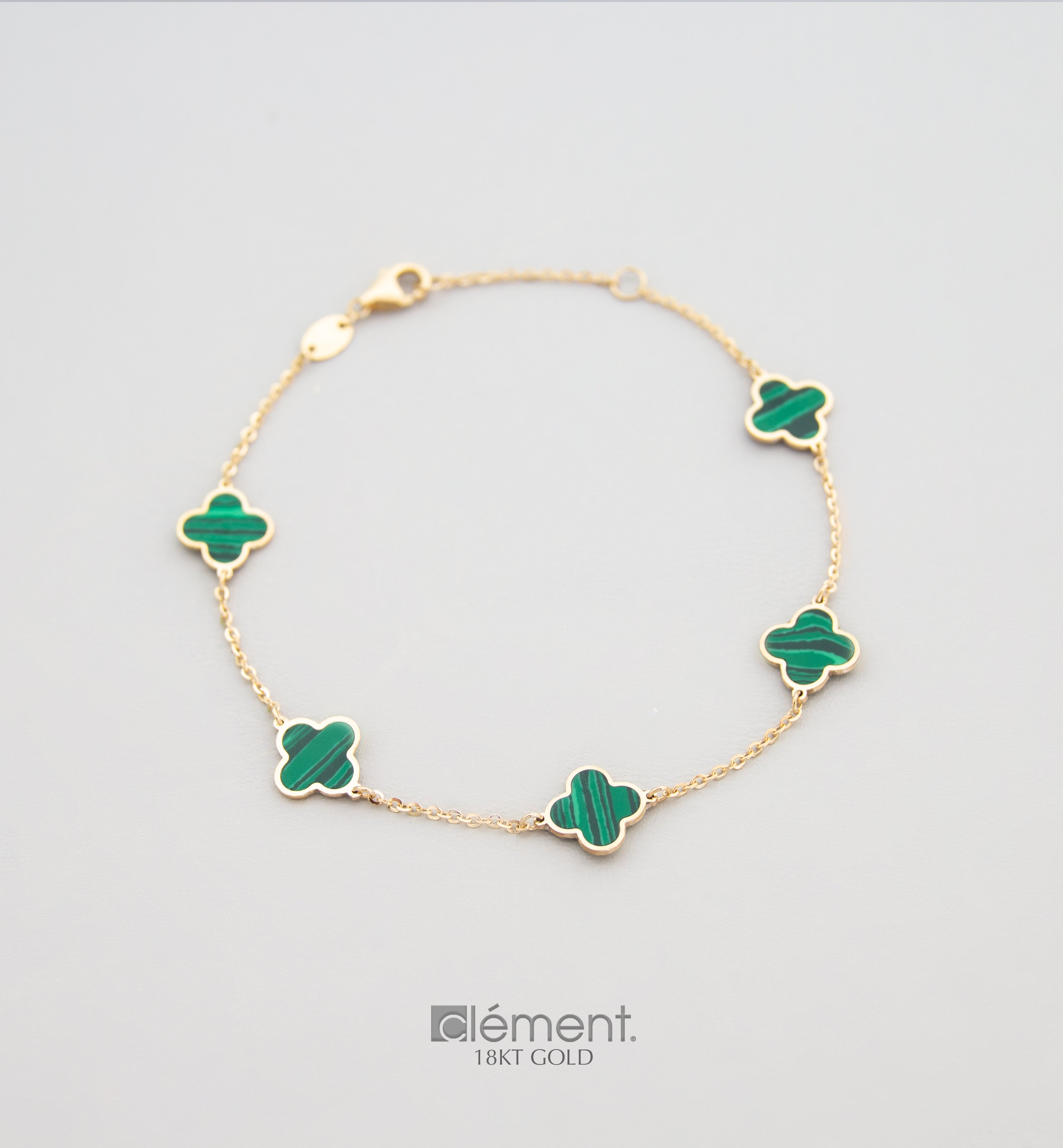 18ct Gold Bracelets with Malachite