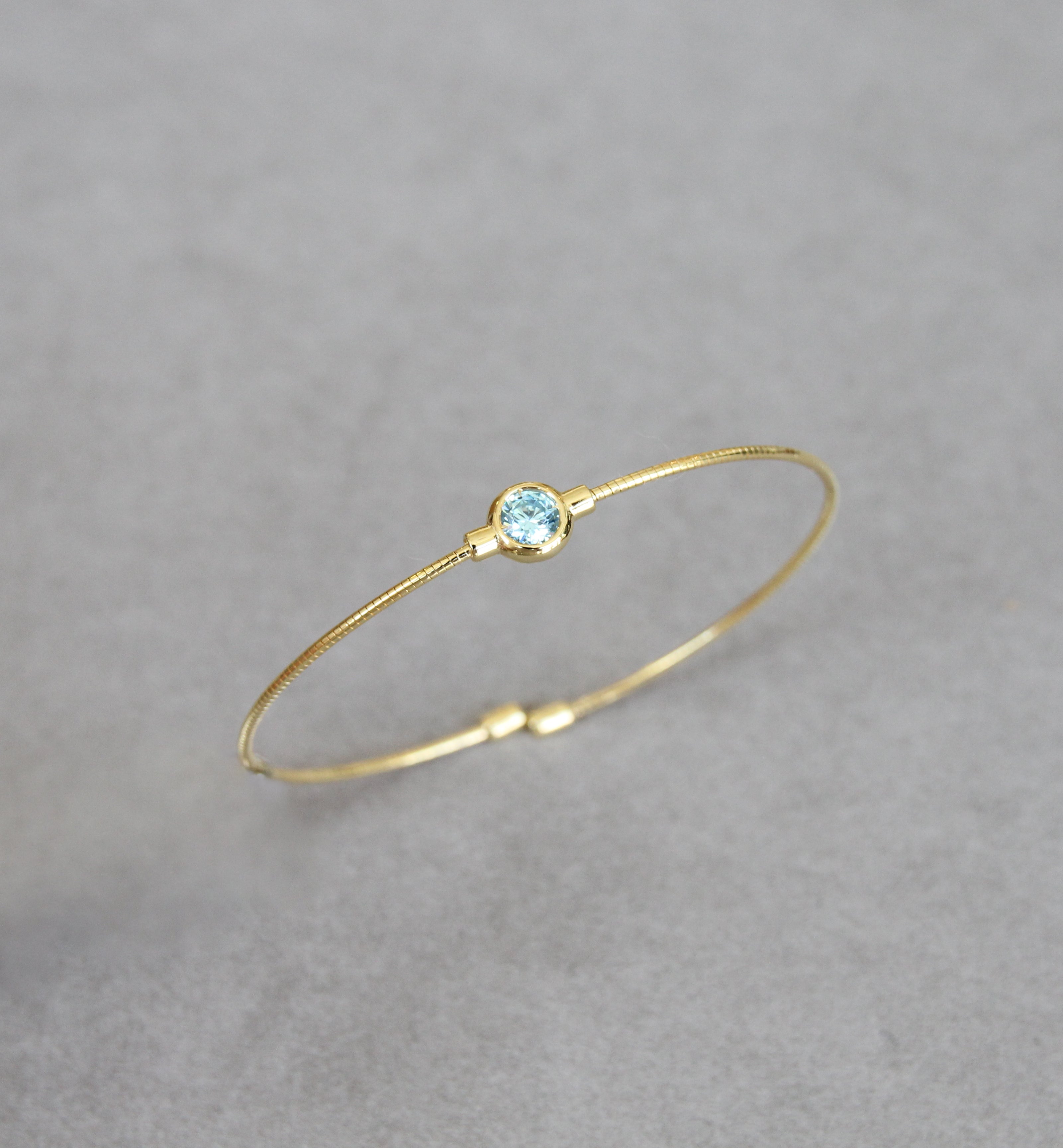 March Aquamarine Birthstone Bangle