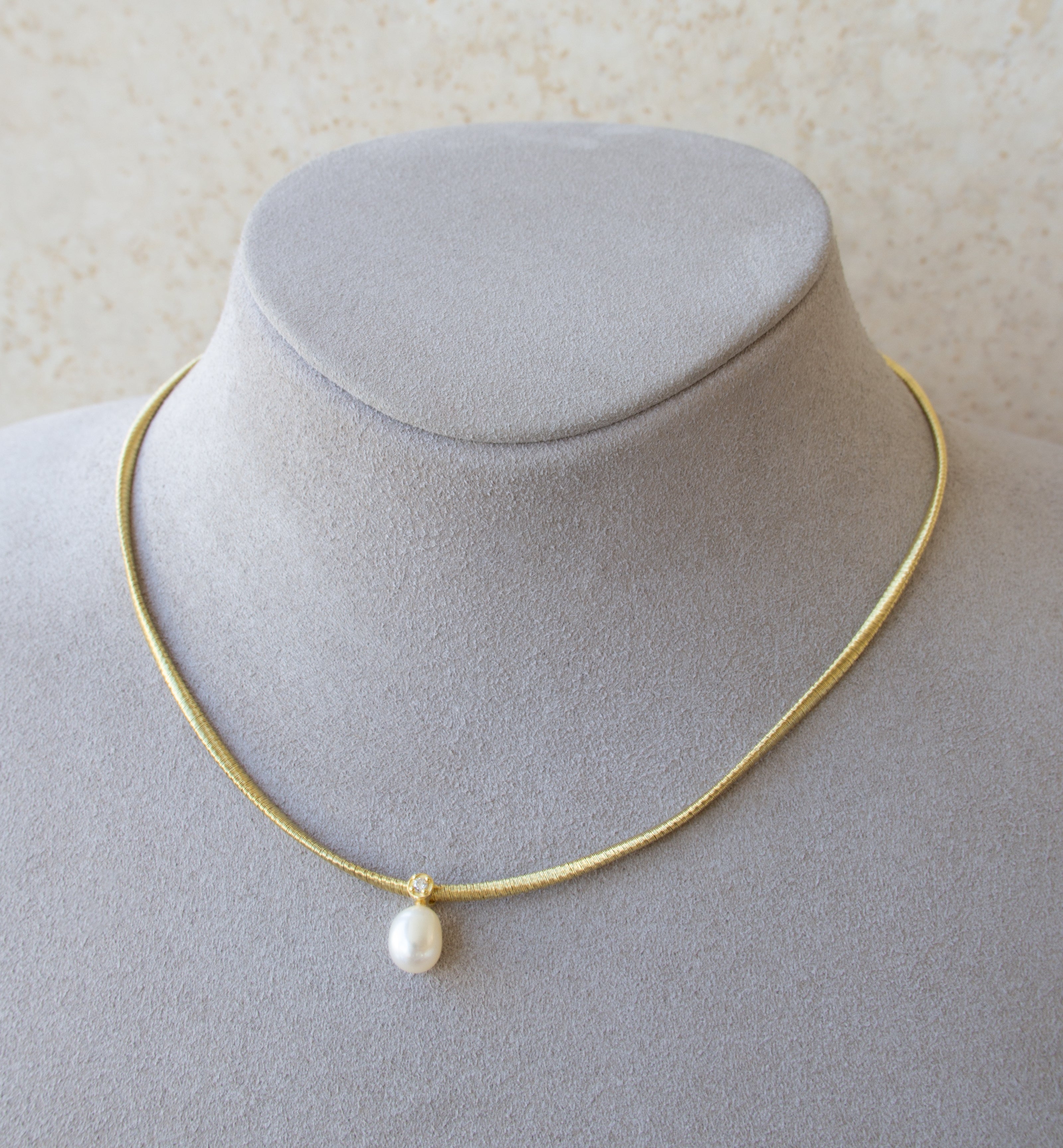 Silver 925 Twisted Necklace with Pearl & Cubic Zircon Stone