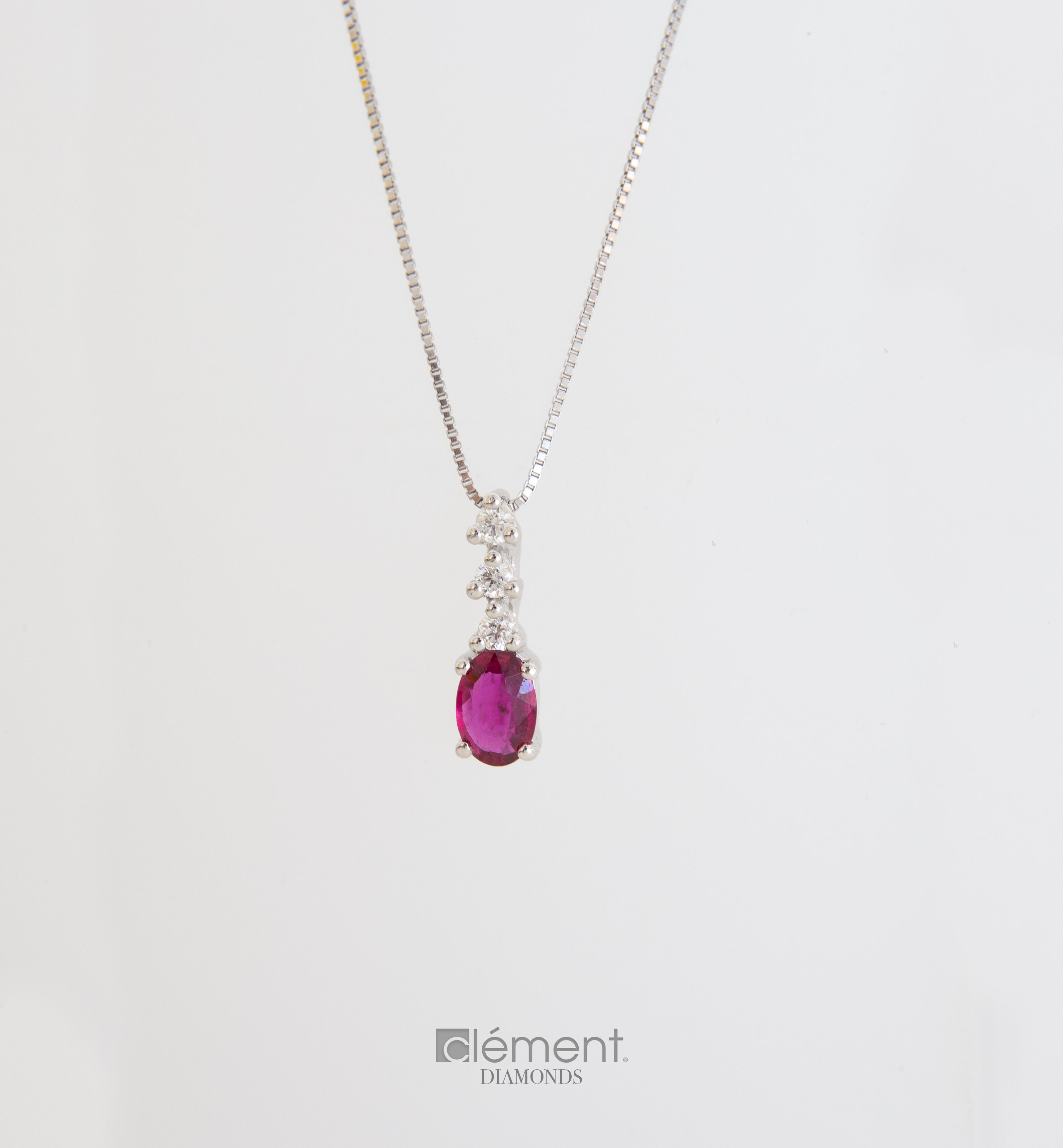 18ct White Gold Ruby & Diamond Pendant