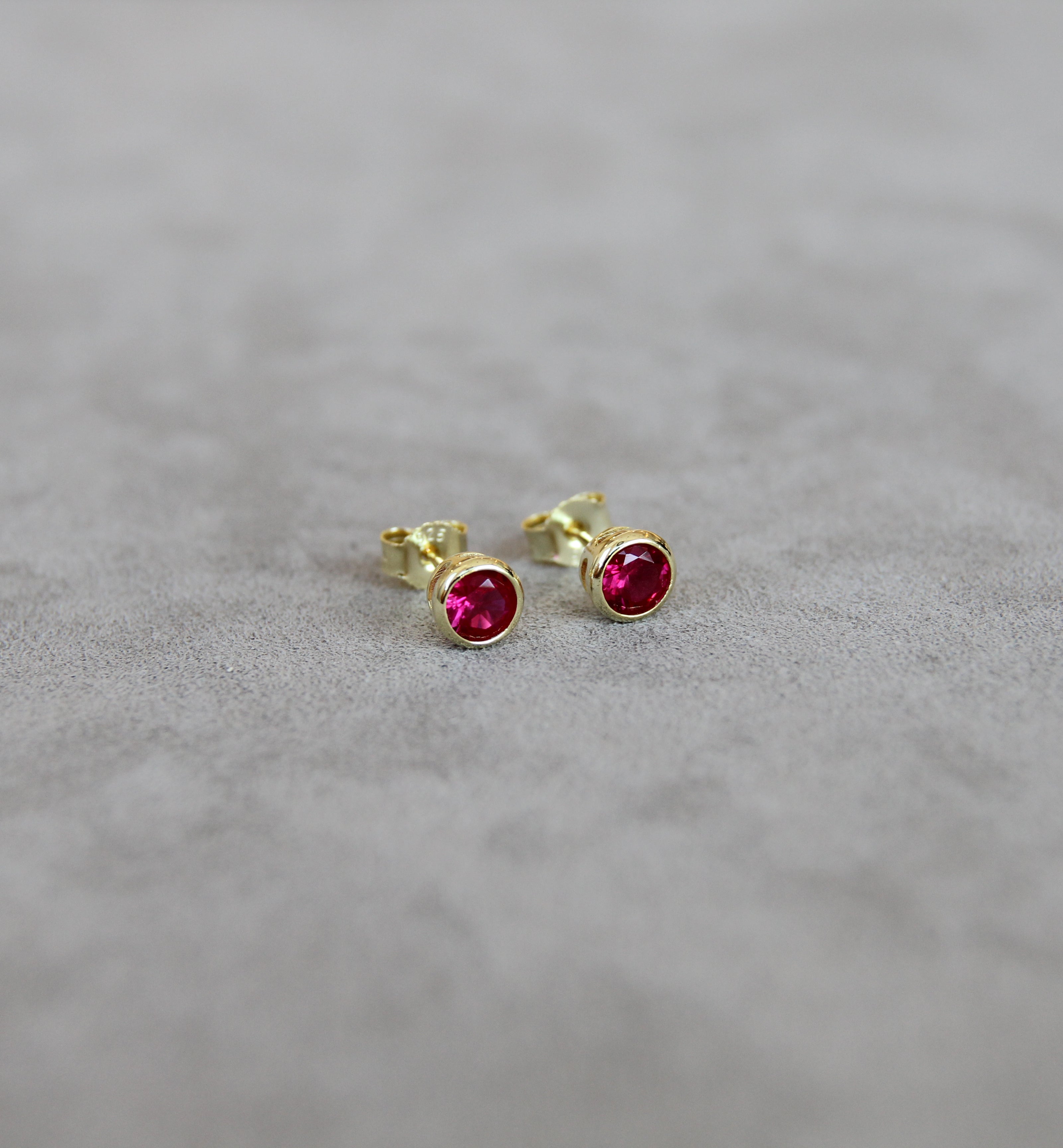 July Ruby Birthstone Earrings