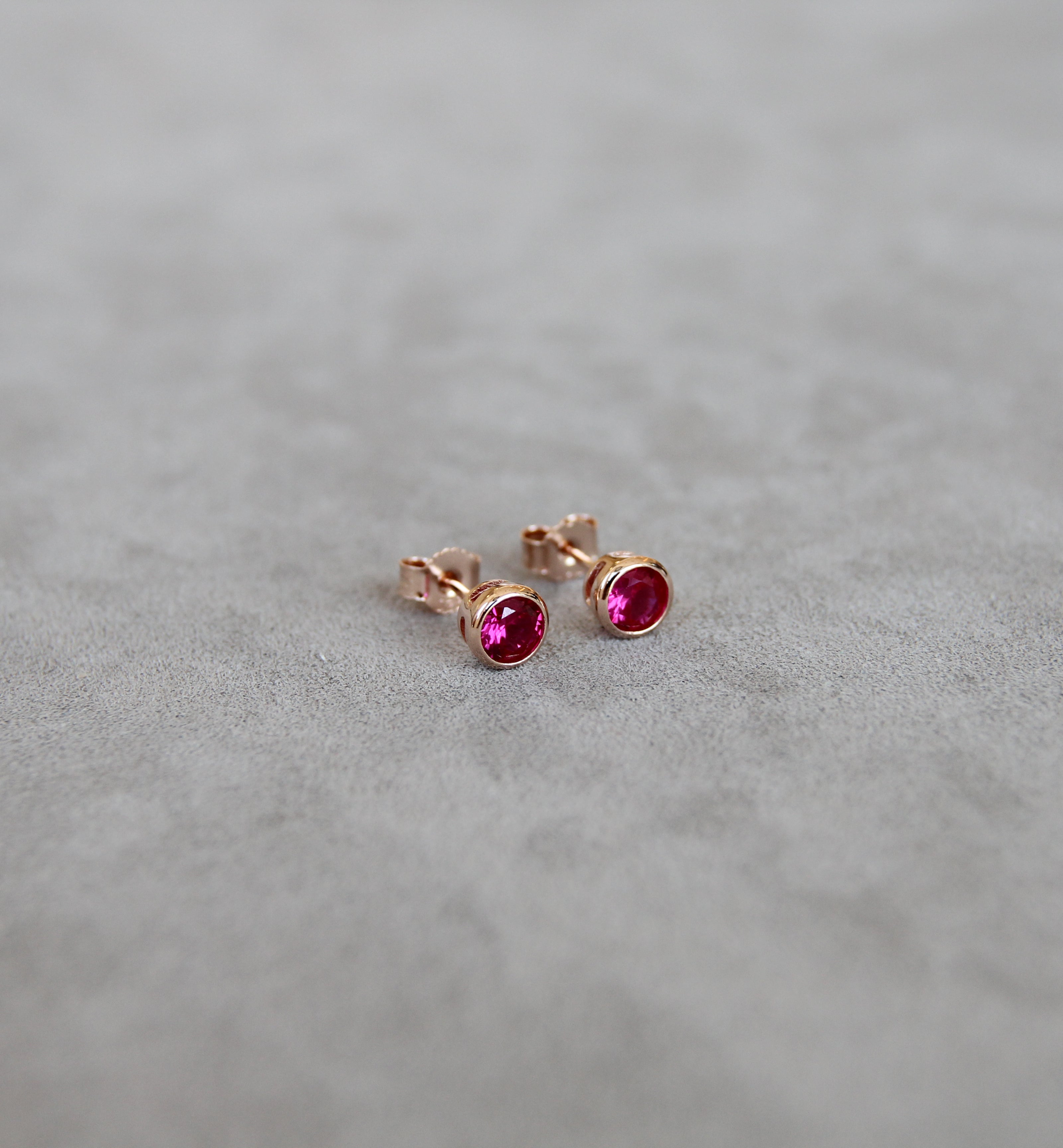 July Ruby Birthstone Earrings