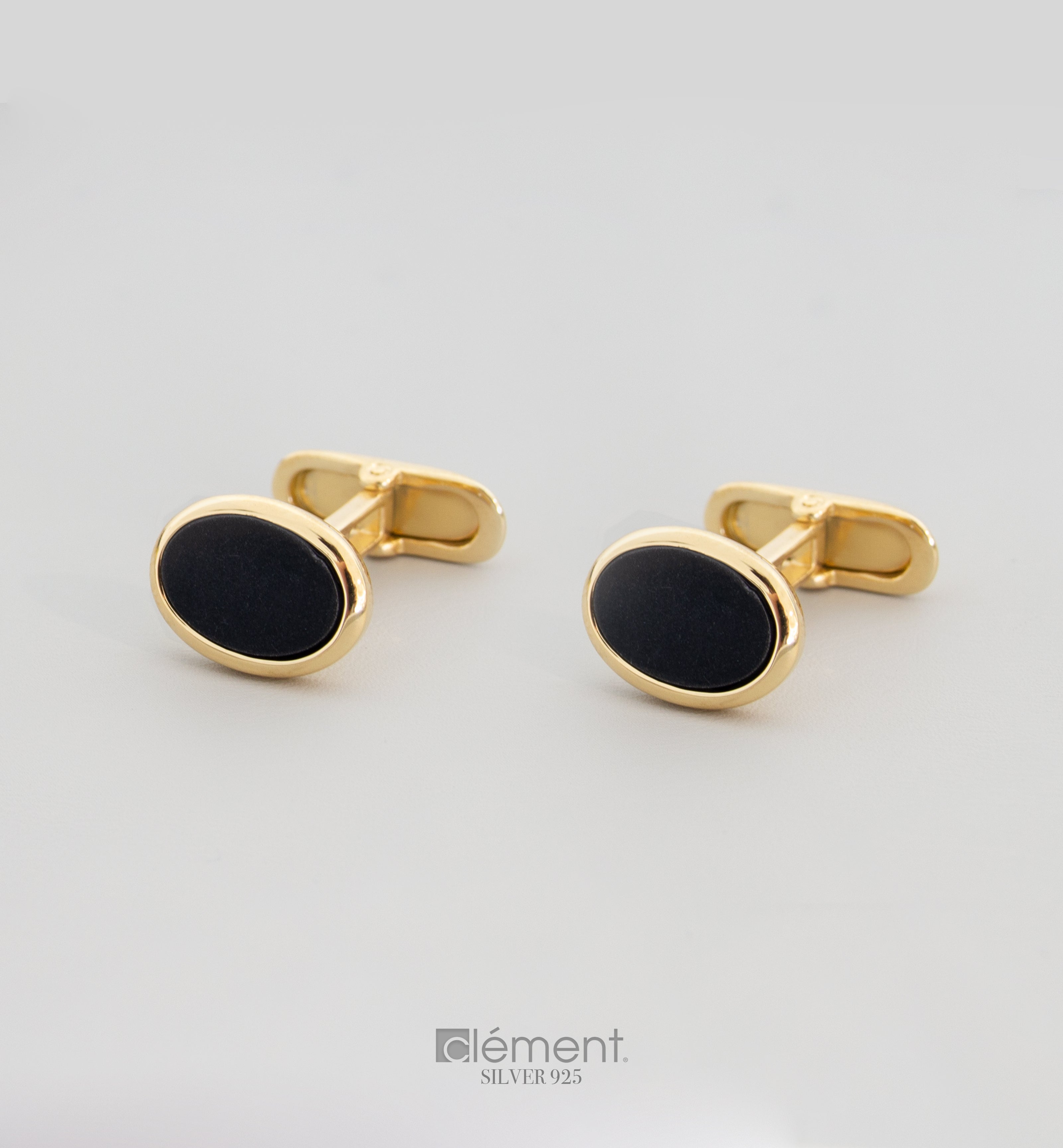 Silver 925 Oval Cufflinks with Black Onyx
