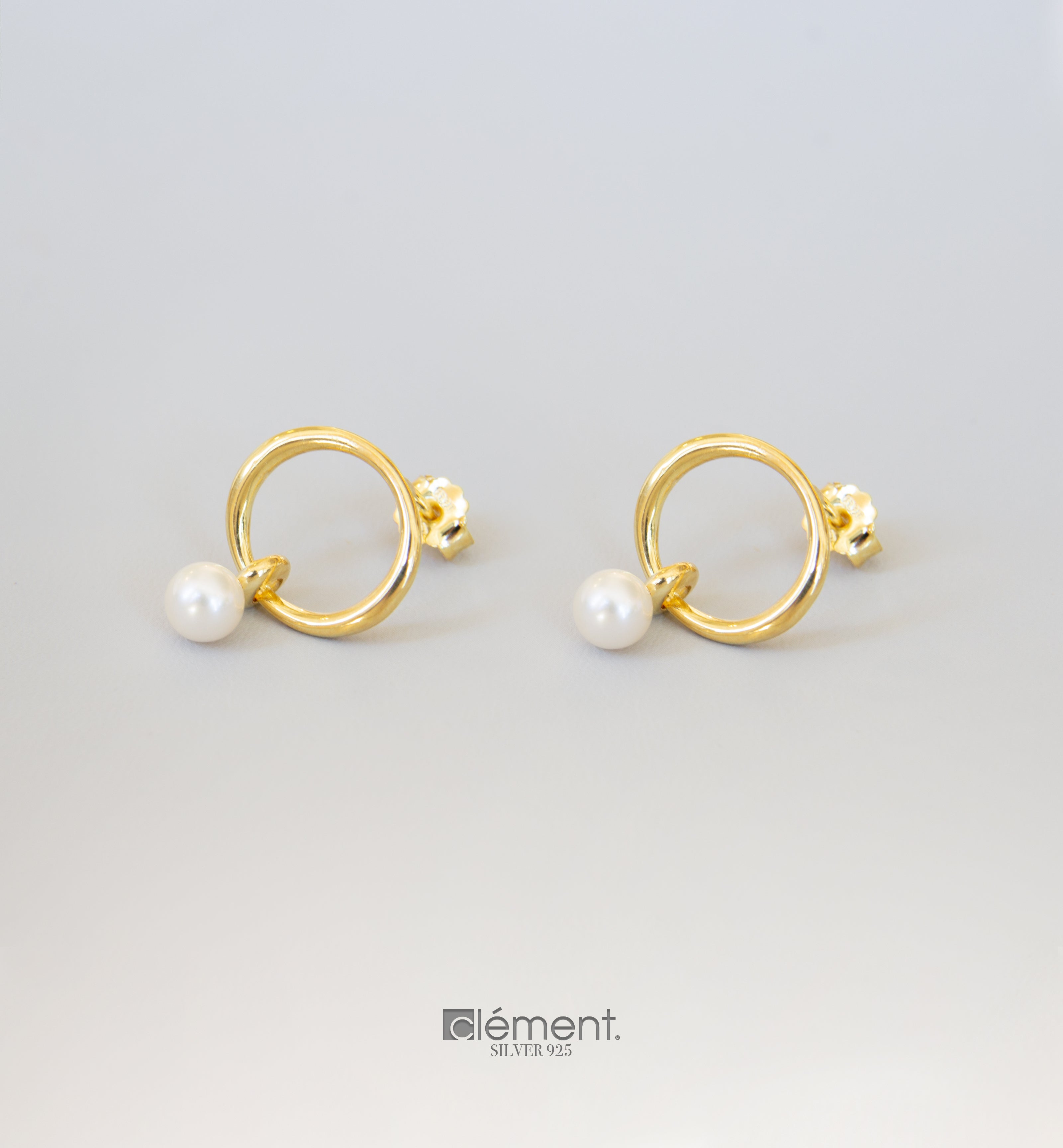 Silver 925 Circle Earrings with Pearl