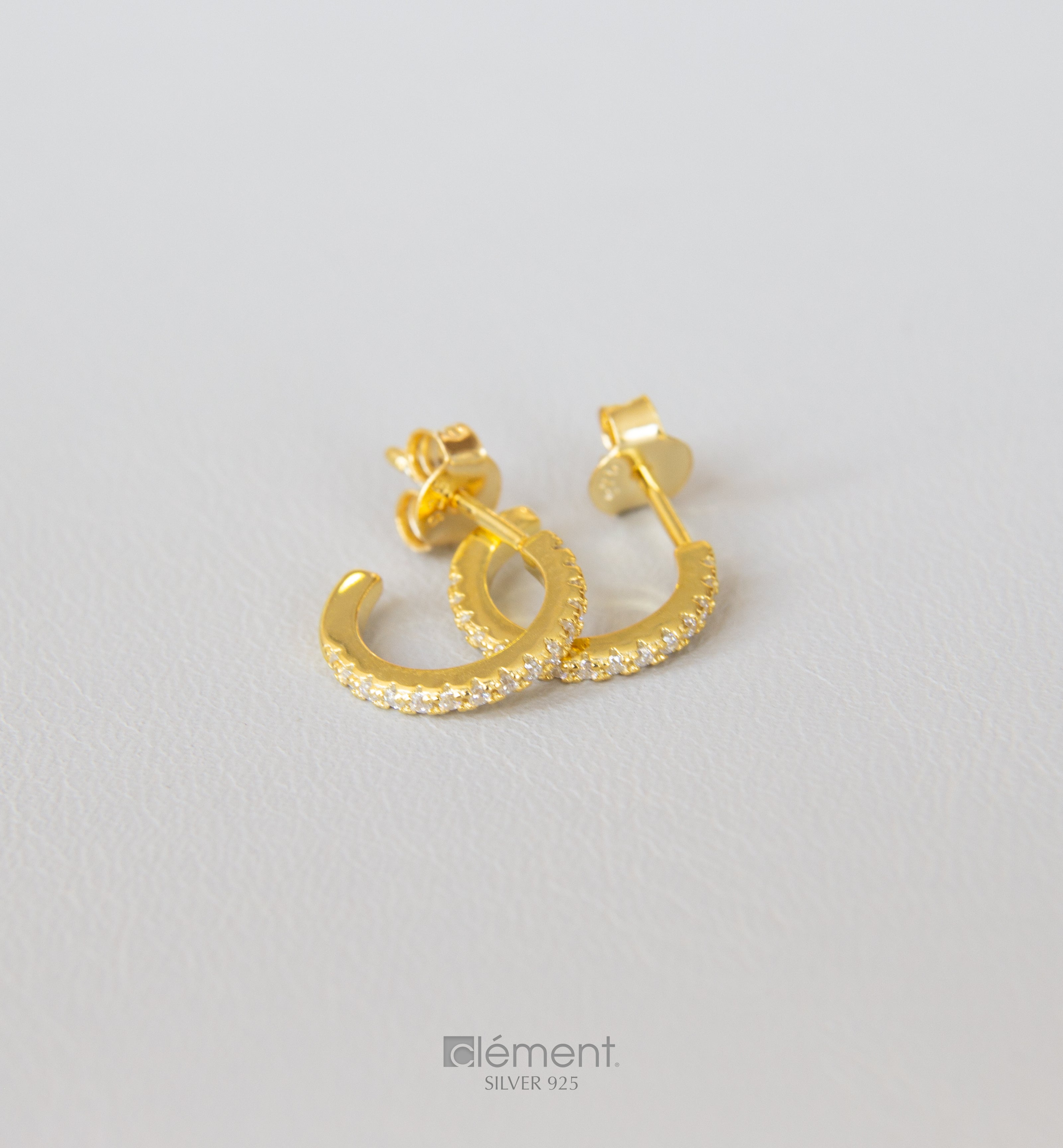Silver 925 Hoop Earrings with Cubic Zircon Stones