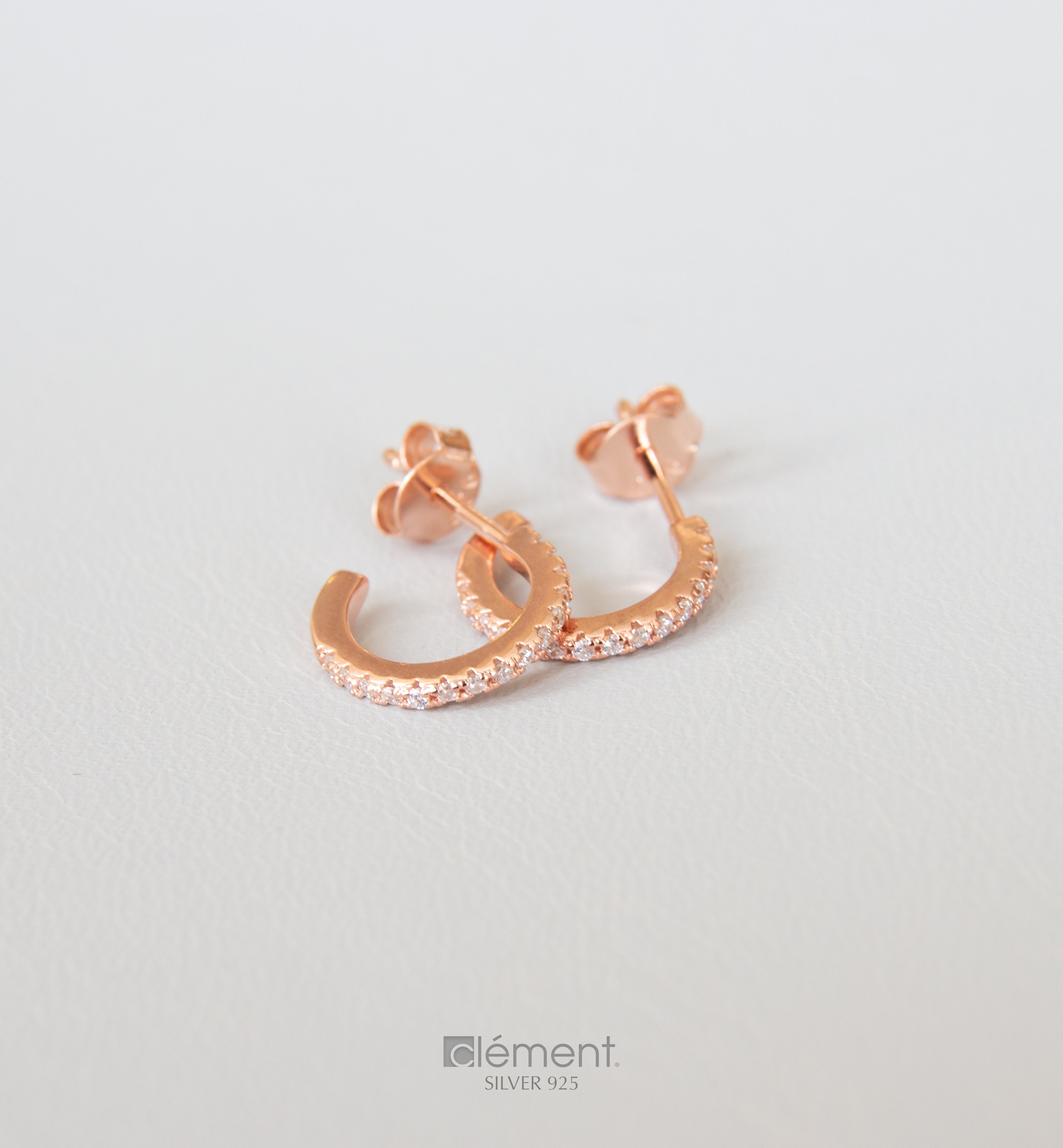 Silver 925 Hoop Earrings with Cubic Zircon Stones